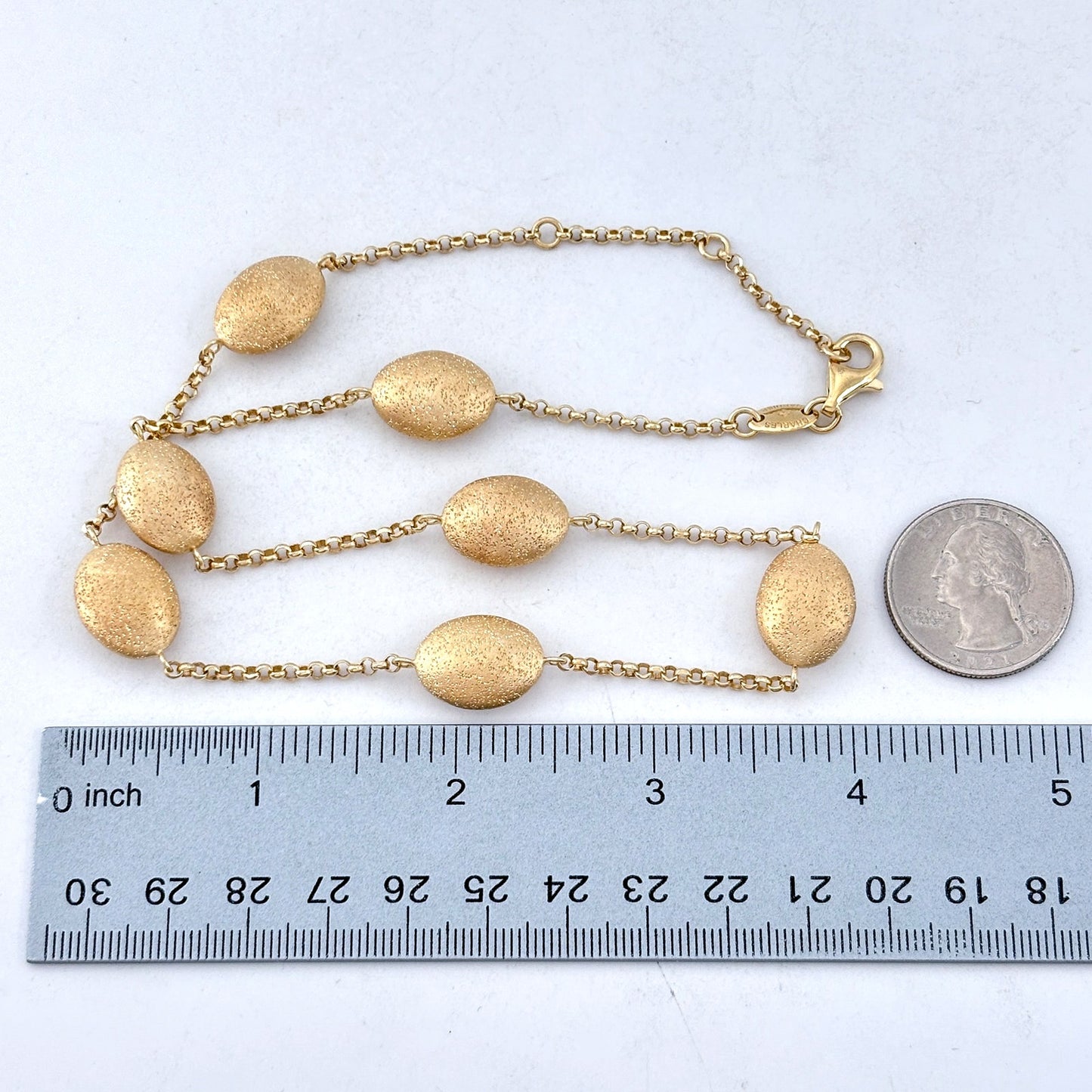 Vintage Charles Garnier Gold-Tone Oval Bead Station Necklace 16", 17", 18"