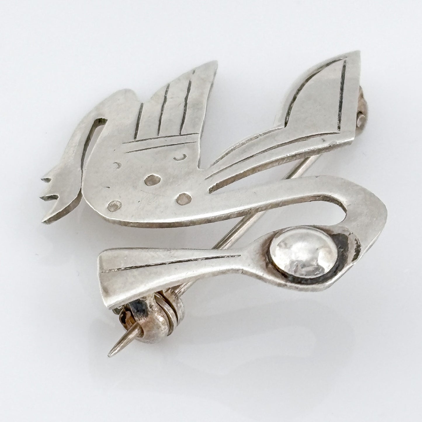 Vintage Sterling Silver 925 Peru Pelican Brooch