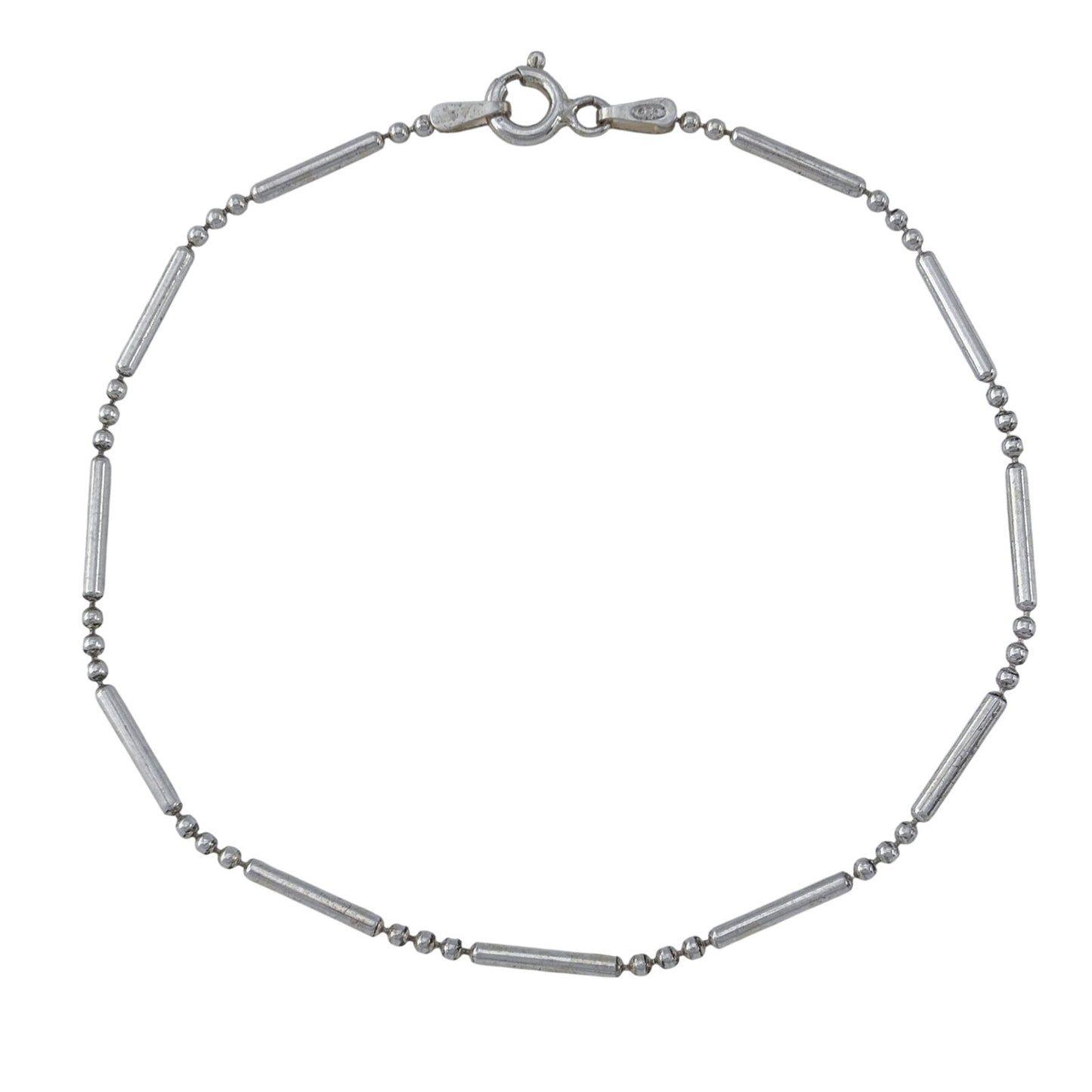 Vintage Italian Sterling Silver 925 Bar Link Bead Bracelet 7.75"