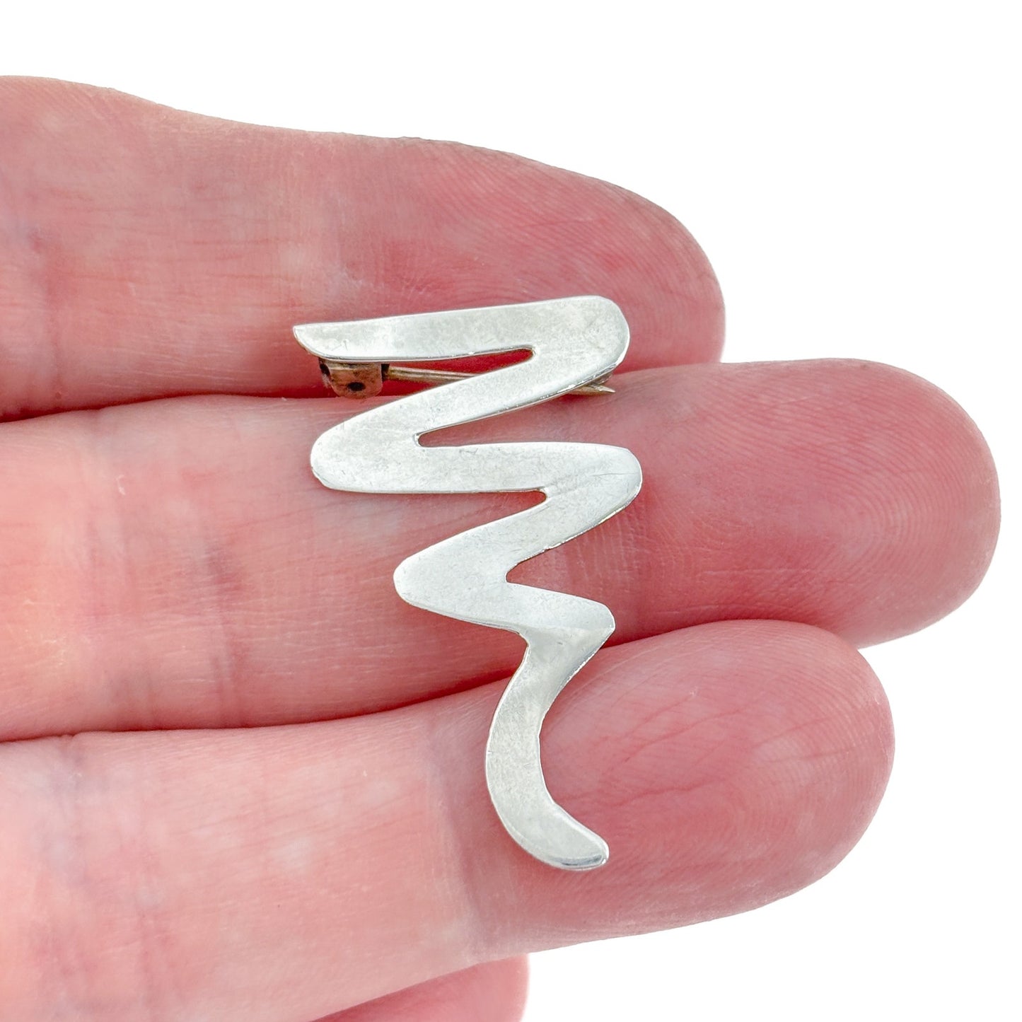 Vintage Sterling Silver 925 Zigzag Brooch
