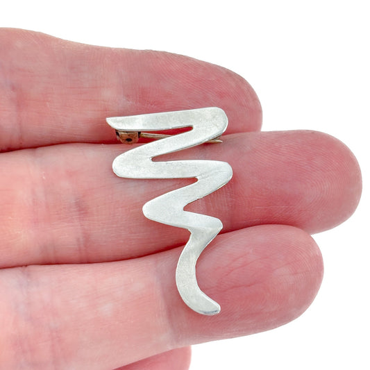 Vintage Sterling Silver 925 Zigzag Brooch
