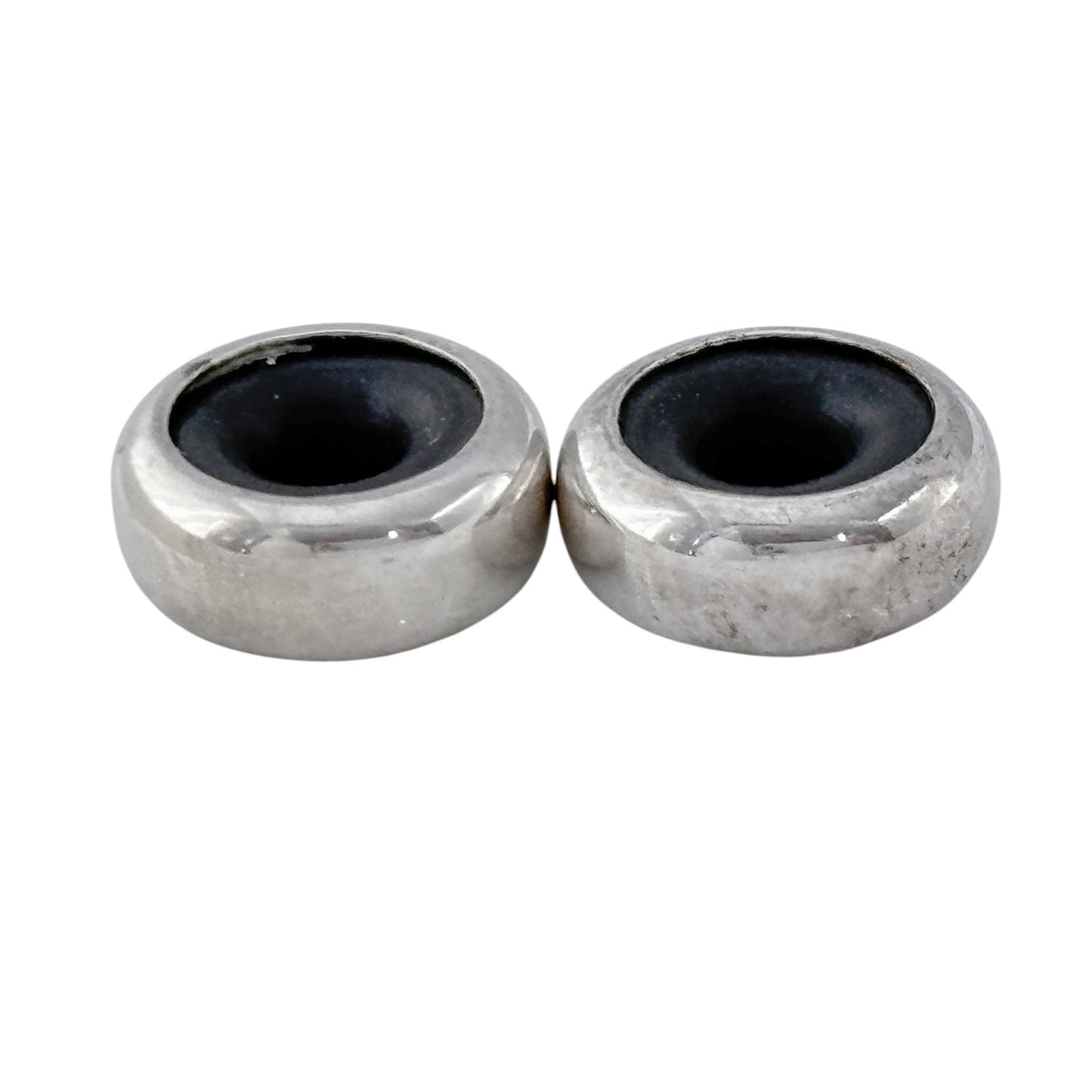 Vintage Sterling Silver 925 Spacer Beads with Black Rubber Centers – Pair
