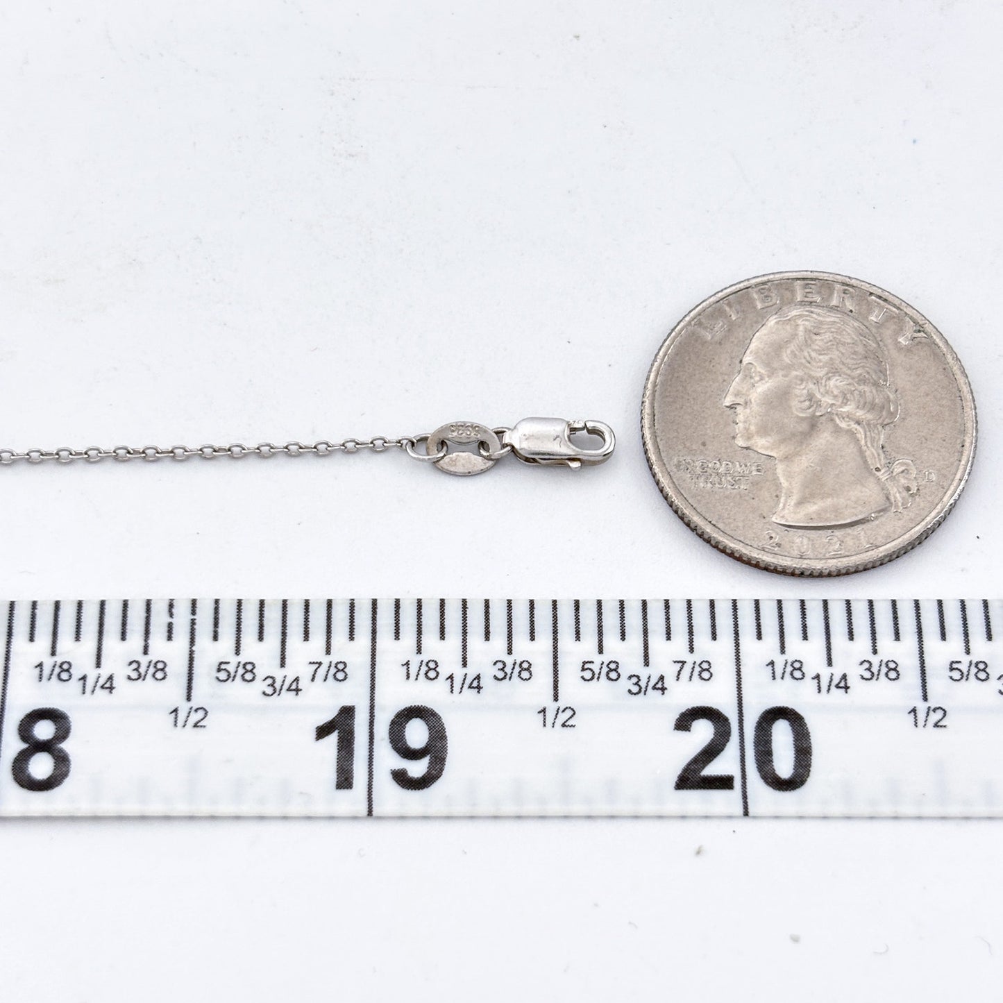 Vintage Sterling Silver 925 Cable Link Chain Necklace 17.5"-19.5"