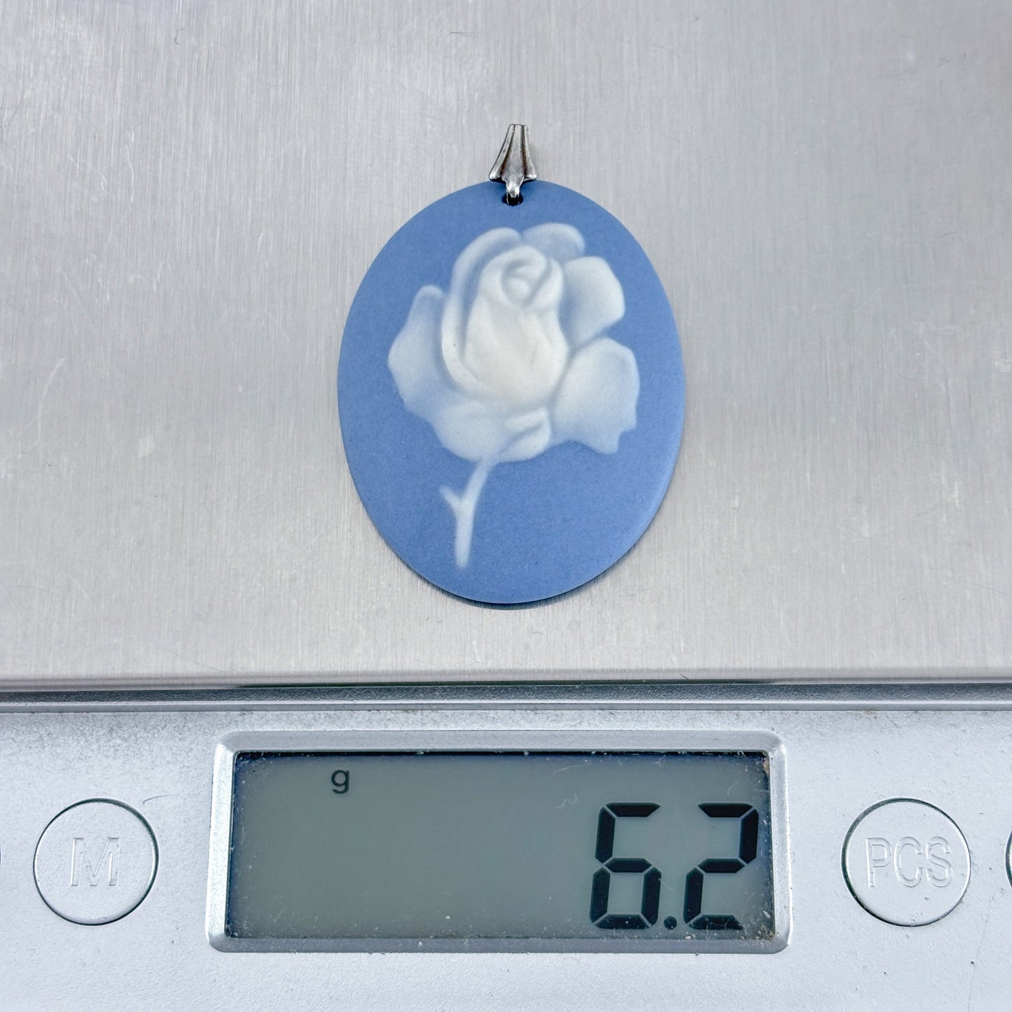 Vintage Sterling Silver 925 Wedgewood Style Floral Cameo Pendant