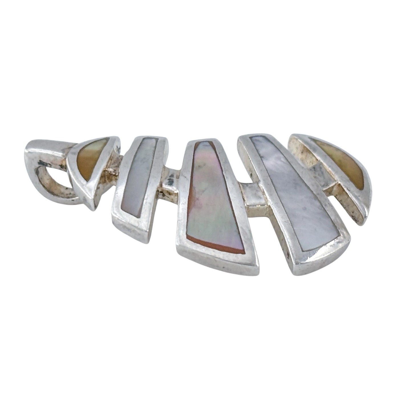 Vintage Sterling Silver 925 Mother of Pearl Abstract Pendant