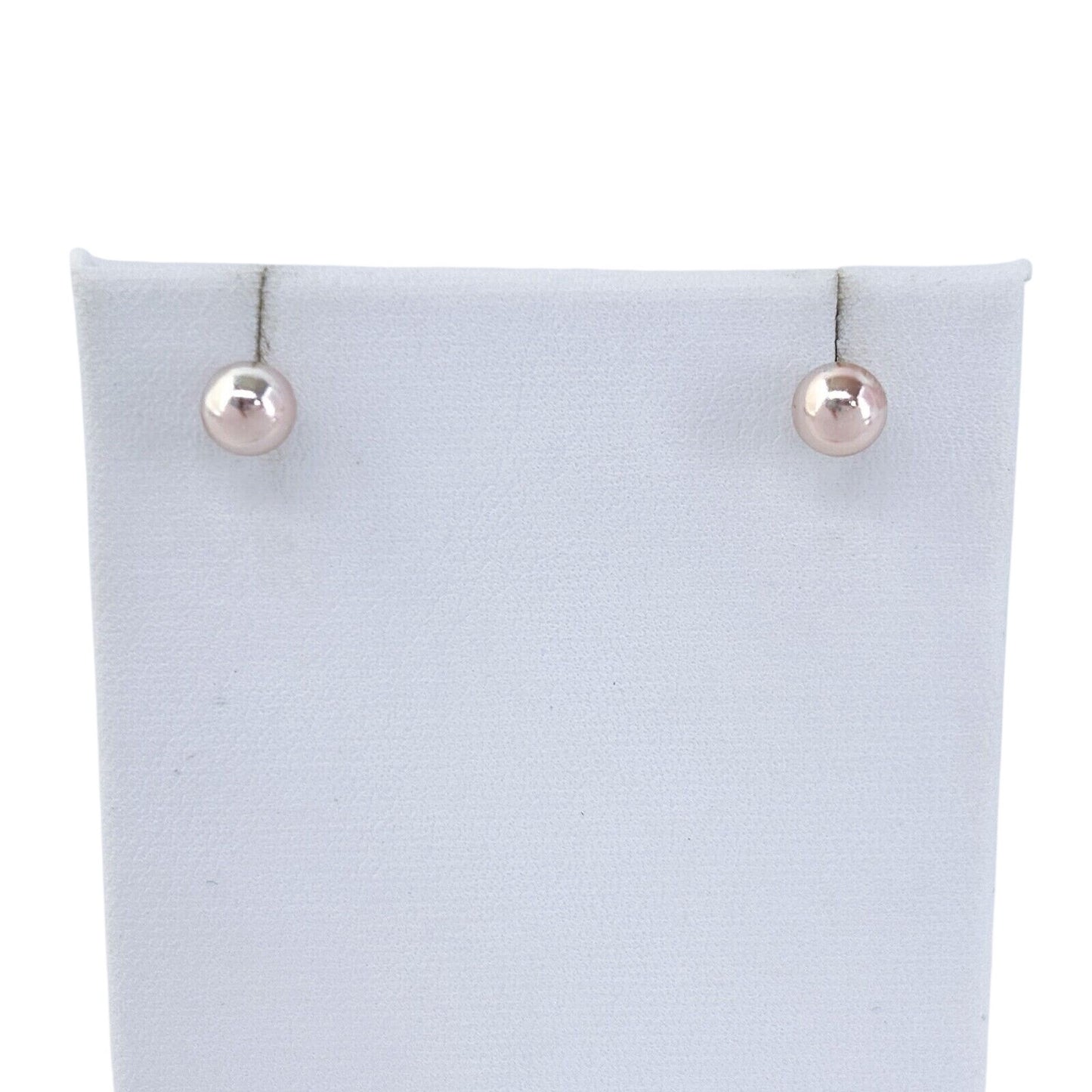 Vintage Sterling Silver 925 Rose Gold-Tone 6mm Ball Stud Earrings