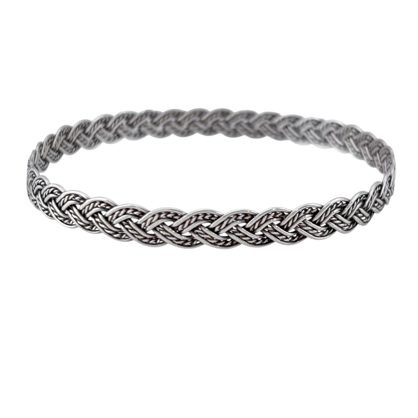 Vintage Sterling Silver 925 Braided Bangle Bracelet 8"
