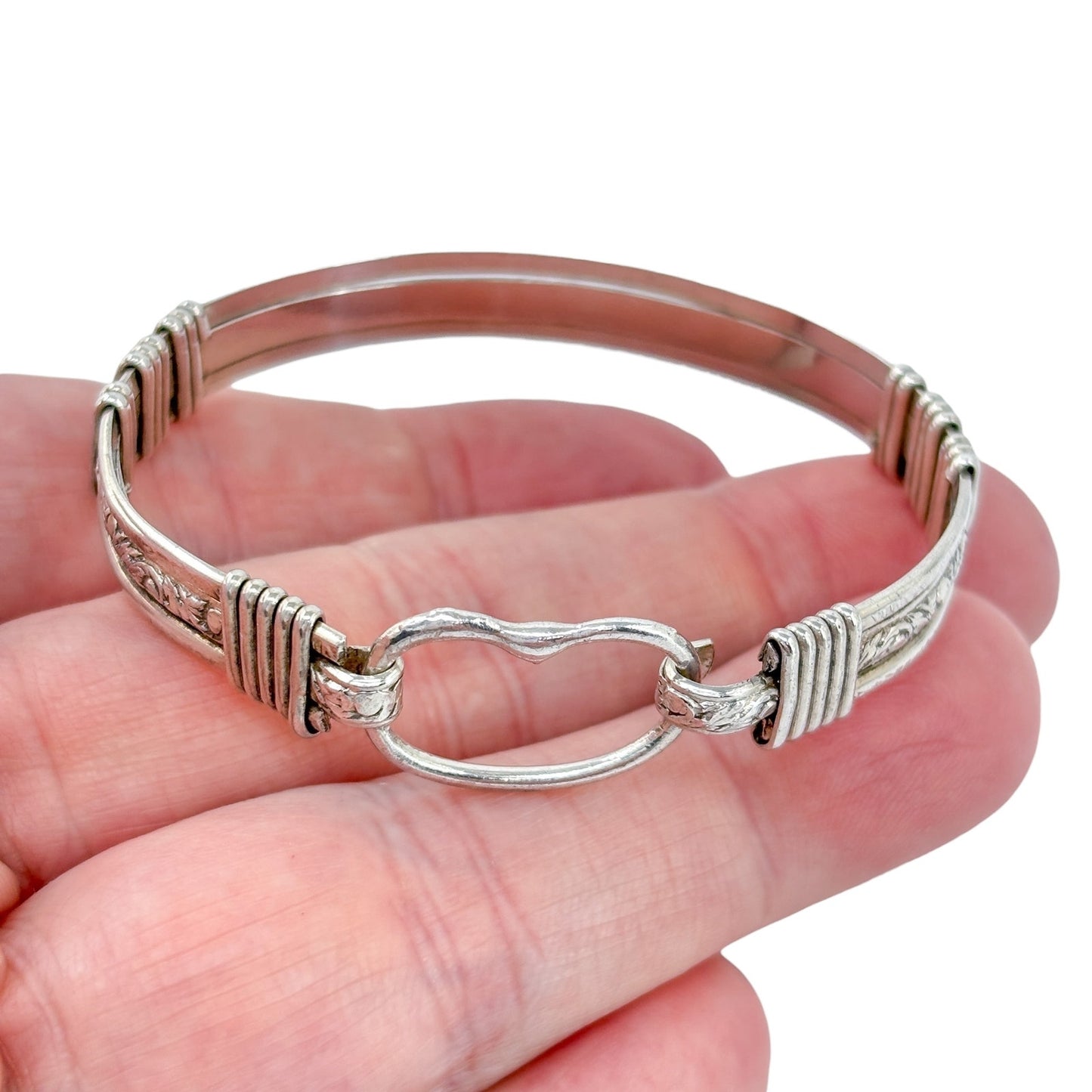 Vintage Sterling Silver 925 Heart Link Design Bracelet 6.25"