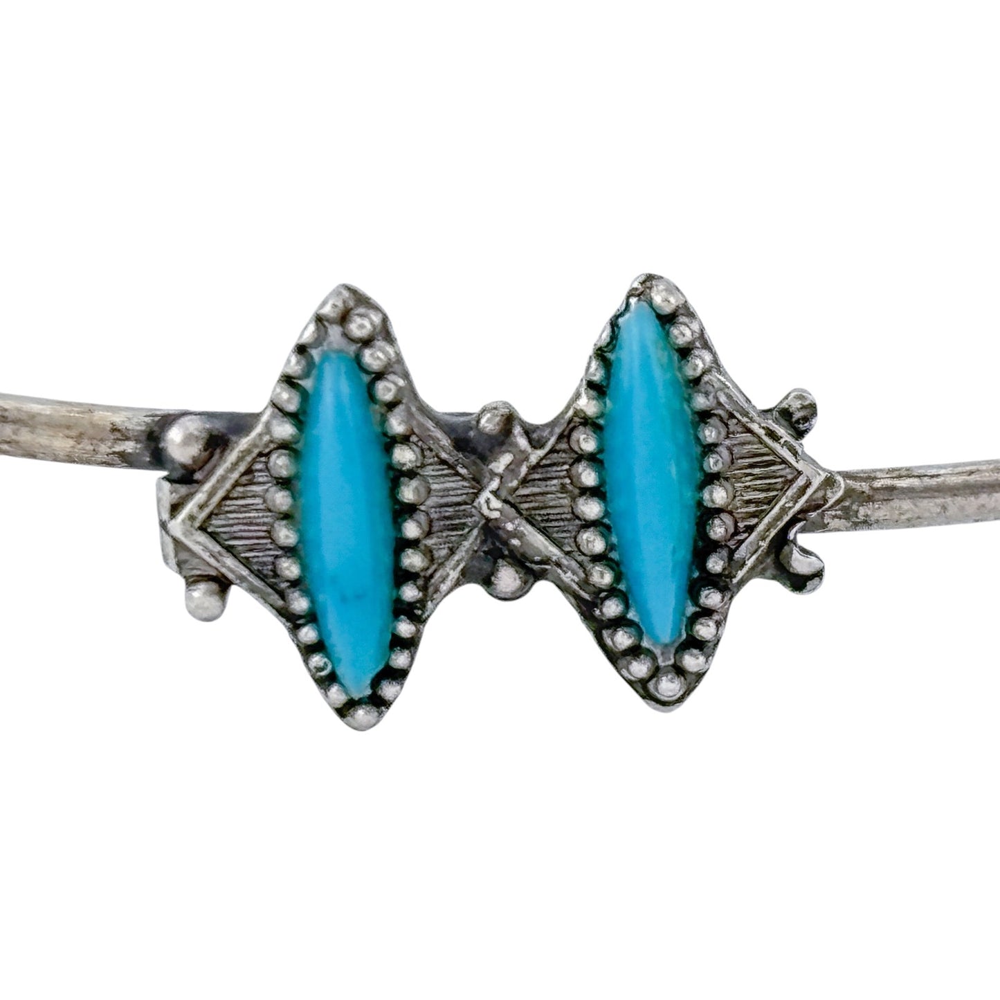 Vintage Sterling Silver 925 Turquoise Bangle Bracelet 7.75"
