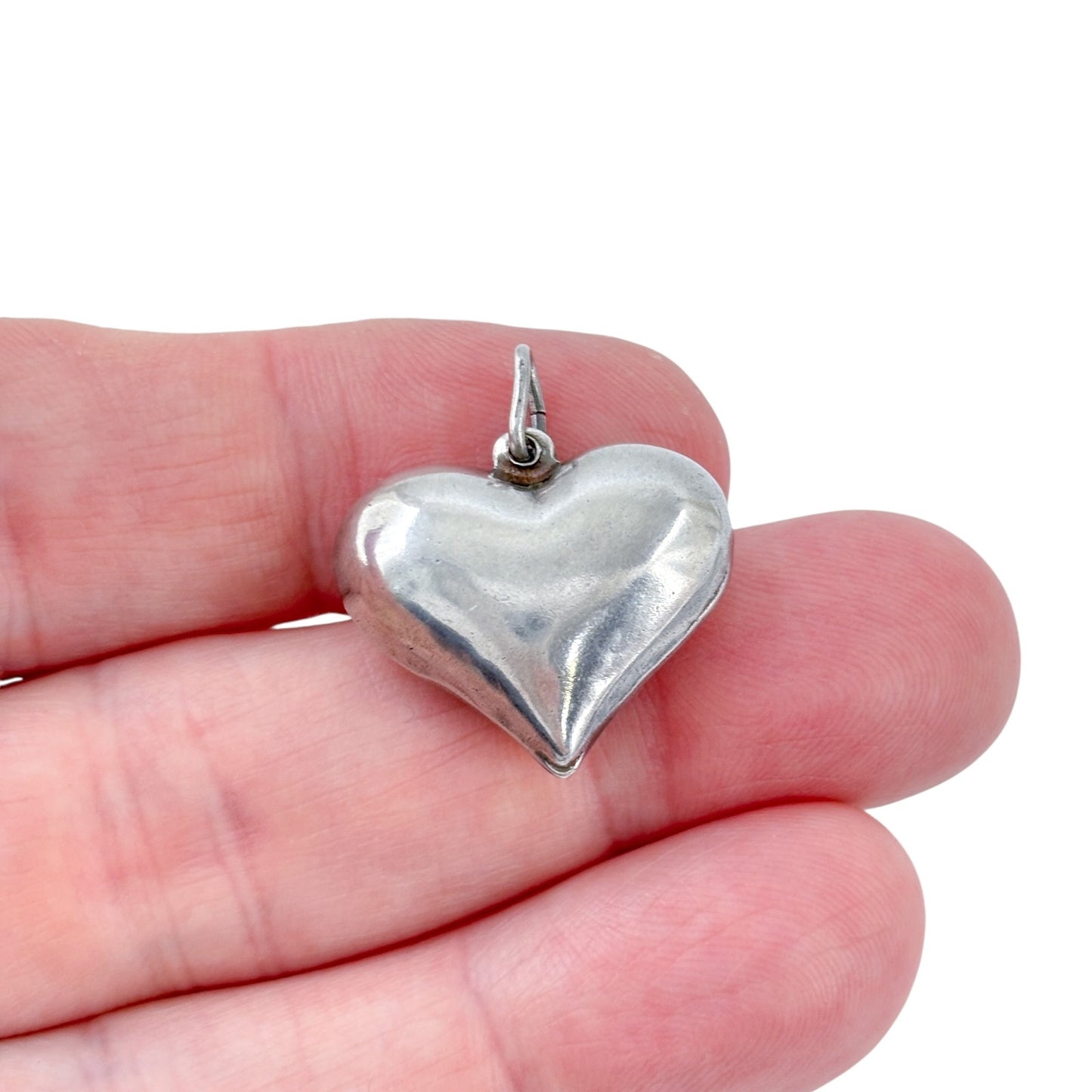 Vintage Sterling Silver 925 Puffy Heart Pendant
