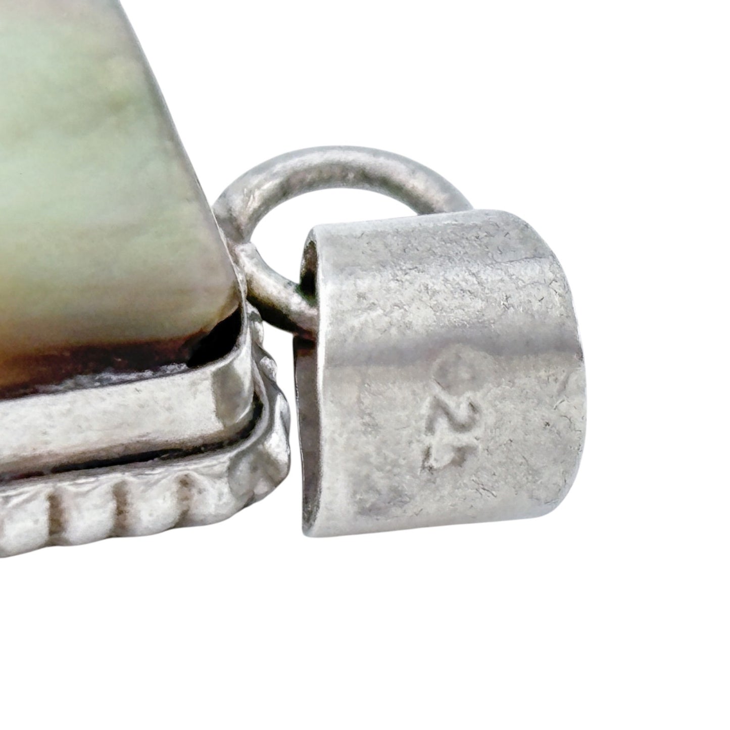 Vintage Sterling Silver 925 Square Abalone Pendant