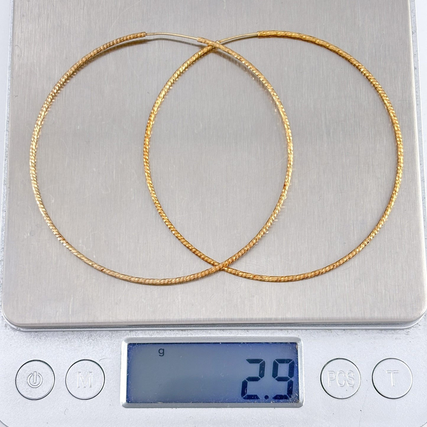 Vintage Dyadema Sterling Silver 925 Gold-Tone Textured Hoop Earrings