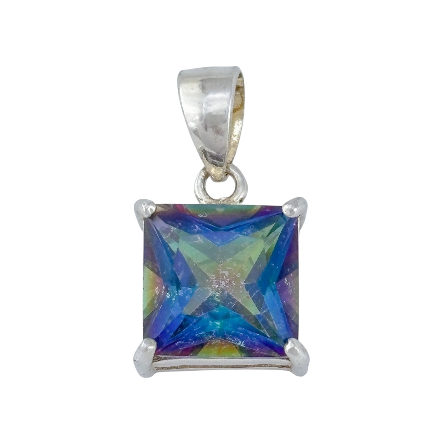 Vintage Sterling Silver 925 Mystic Quartz Pendant