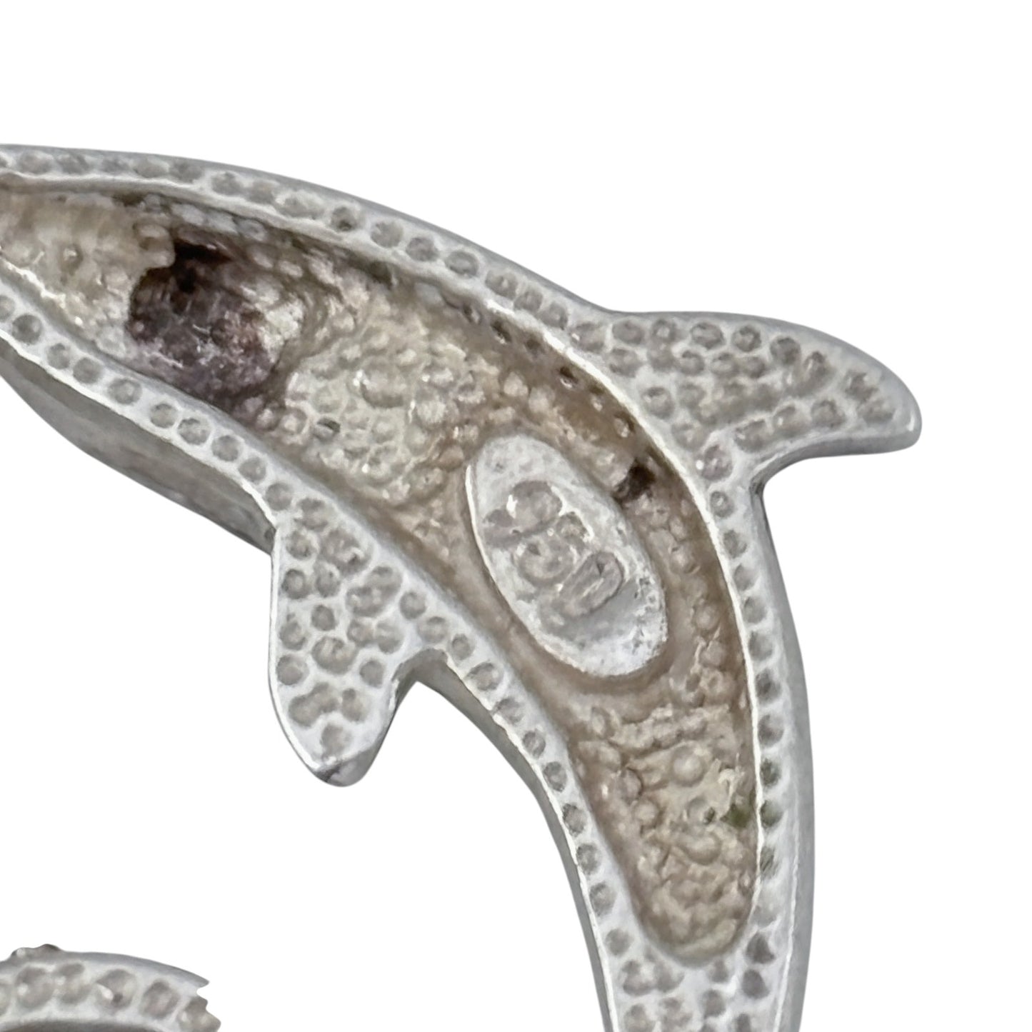 Vintage Sterling Silver 925 Green Opal Mystic Cubic Zirconia Dolphin Pendant