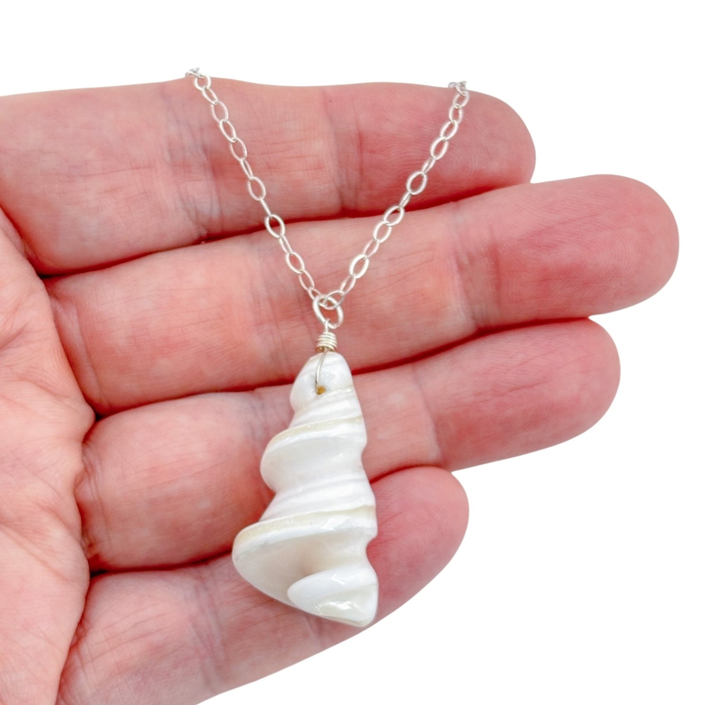 Vintage Sterling Silver 925 Shell Pendant Necklace 18"