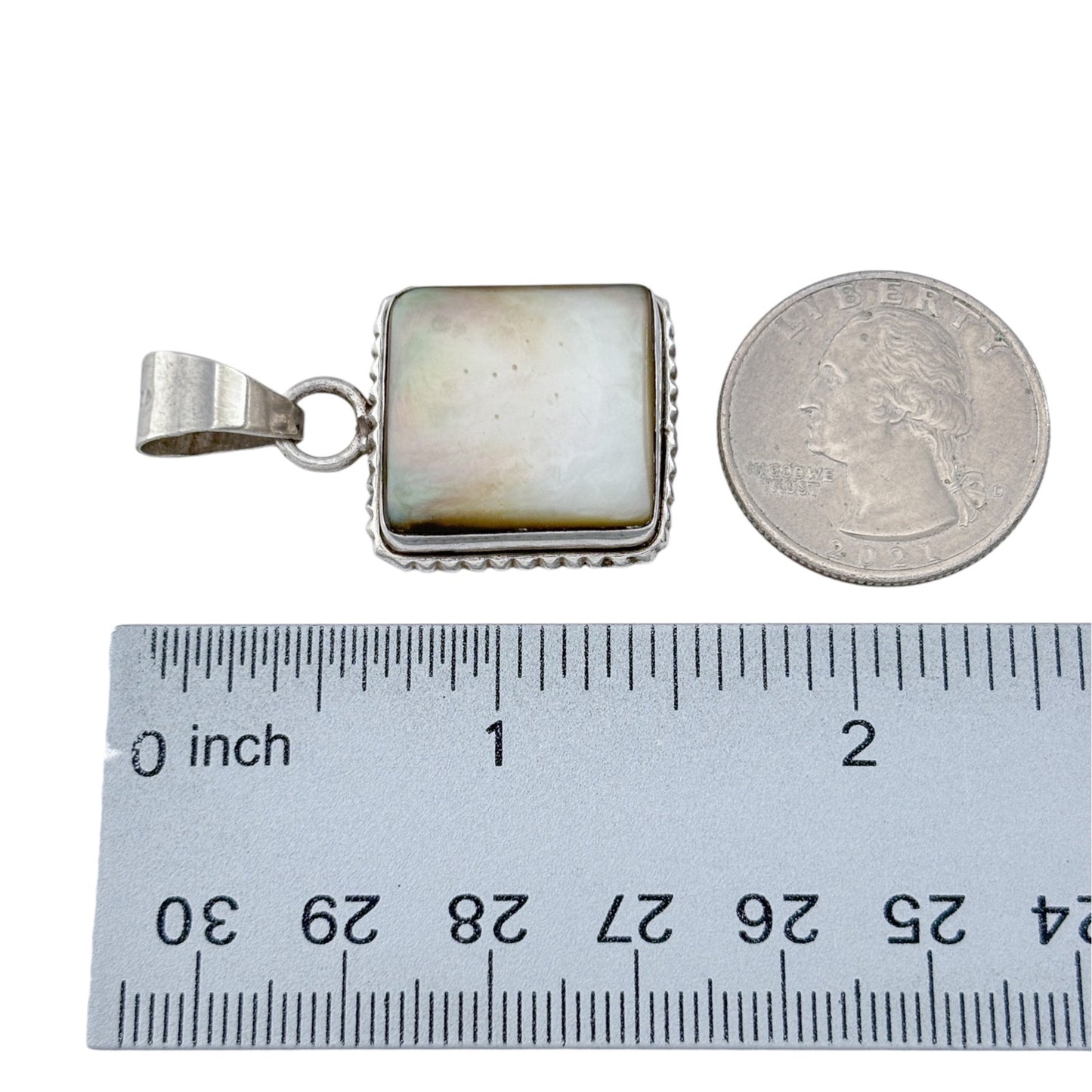 Vintage Sterling Silver 925 Square Abalone Pendant