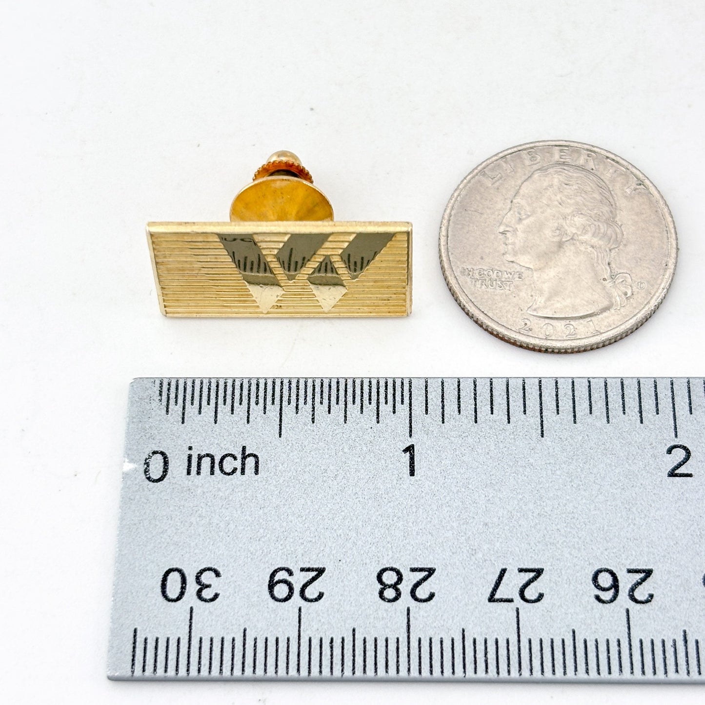 Vintage Gold-Tone Sterling Silver 925 W Monogram Tie Tack