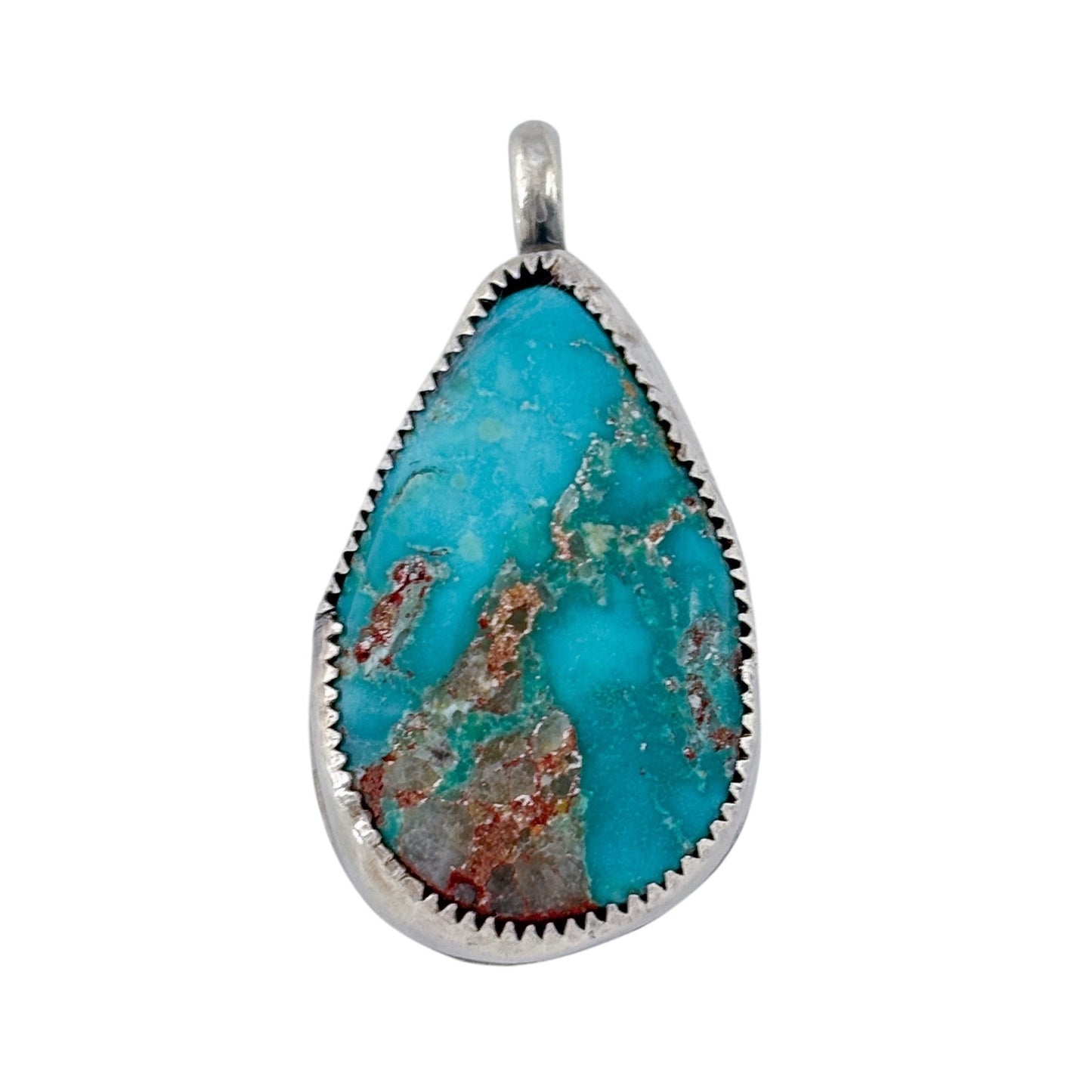Old Pawn Signed Navajo Sterling Silver 925 Royston Turquoise Teardrop Pendant
