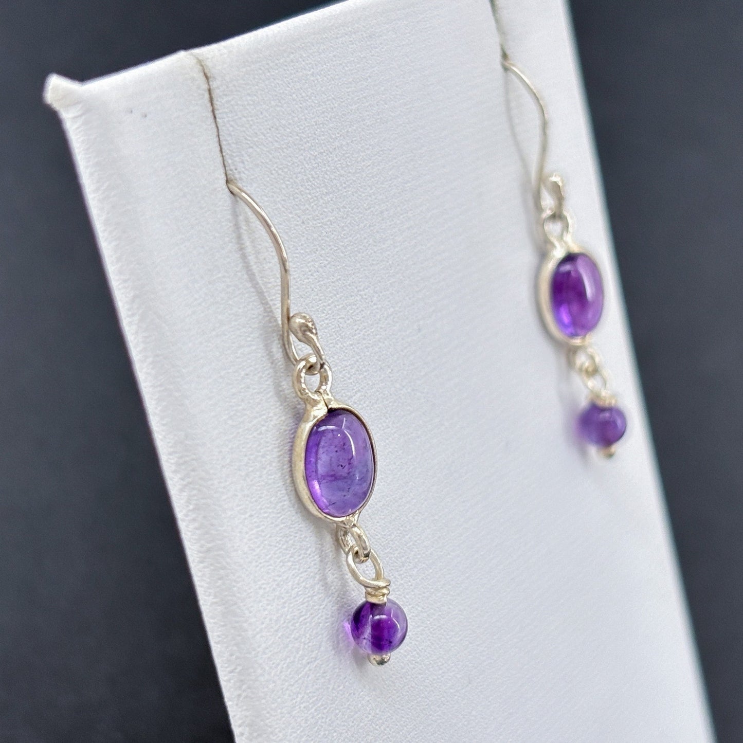 Estate Sterling Silver 925 Amethyst Dangle Earrings