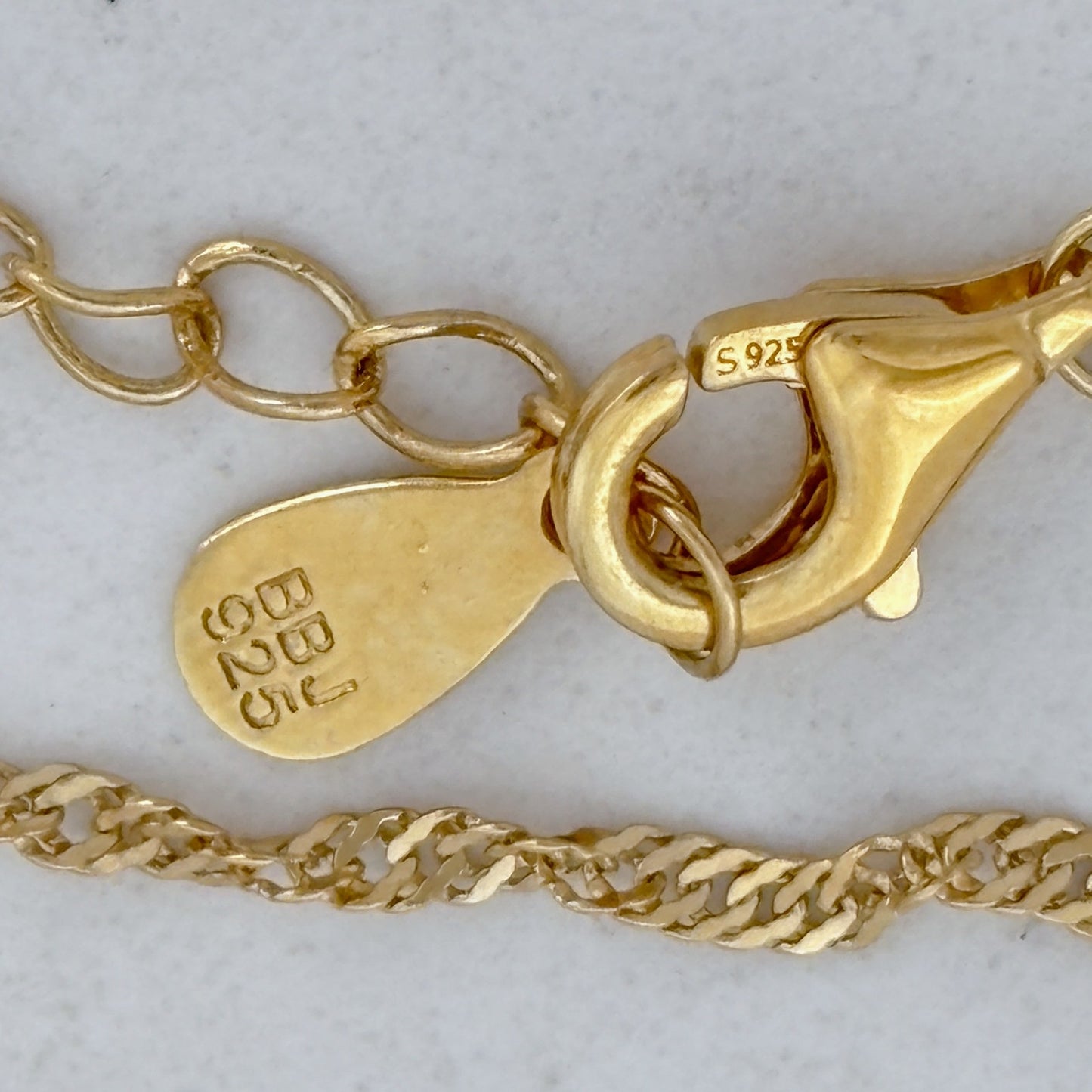Vintage Gold-Tone Sterling Silver 925 Singapore Link Chain Necklace 18"-20"