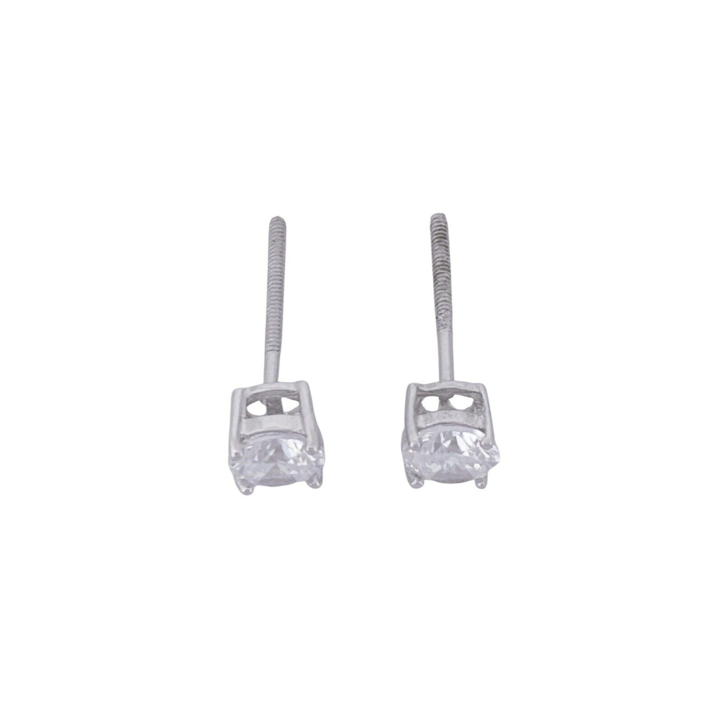 5mm Cubic Zirconia Stud Earrings | Vintage Sterling Silver 925