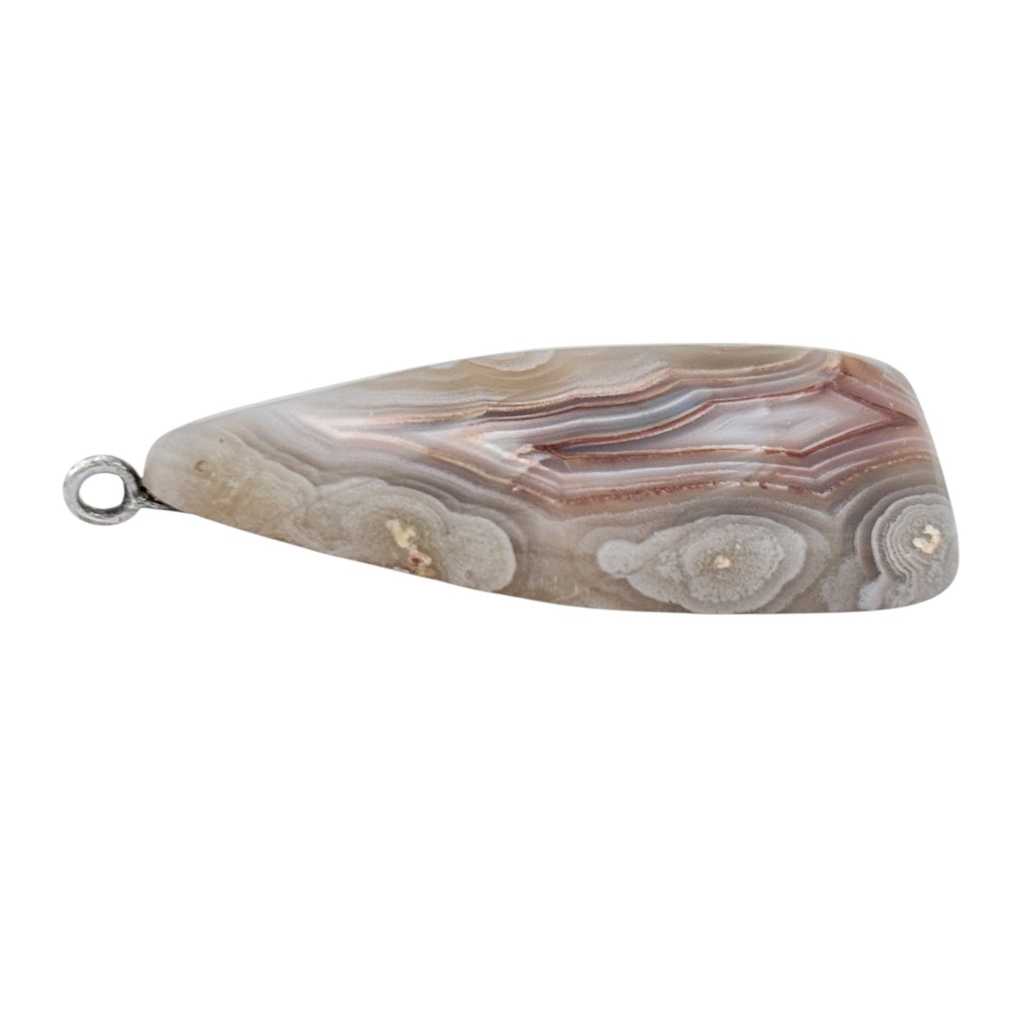 Vintage Sterling Silver 925 Gray Banded Agate Pendant