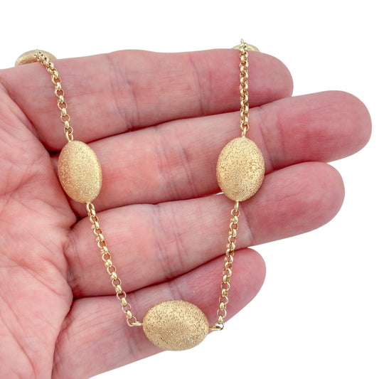 Vintage Charles Garnier Gold-Tone Oval Bead Station Necklace 16", 17", 18"