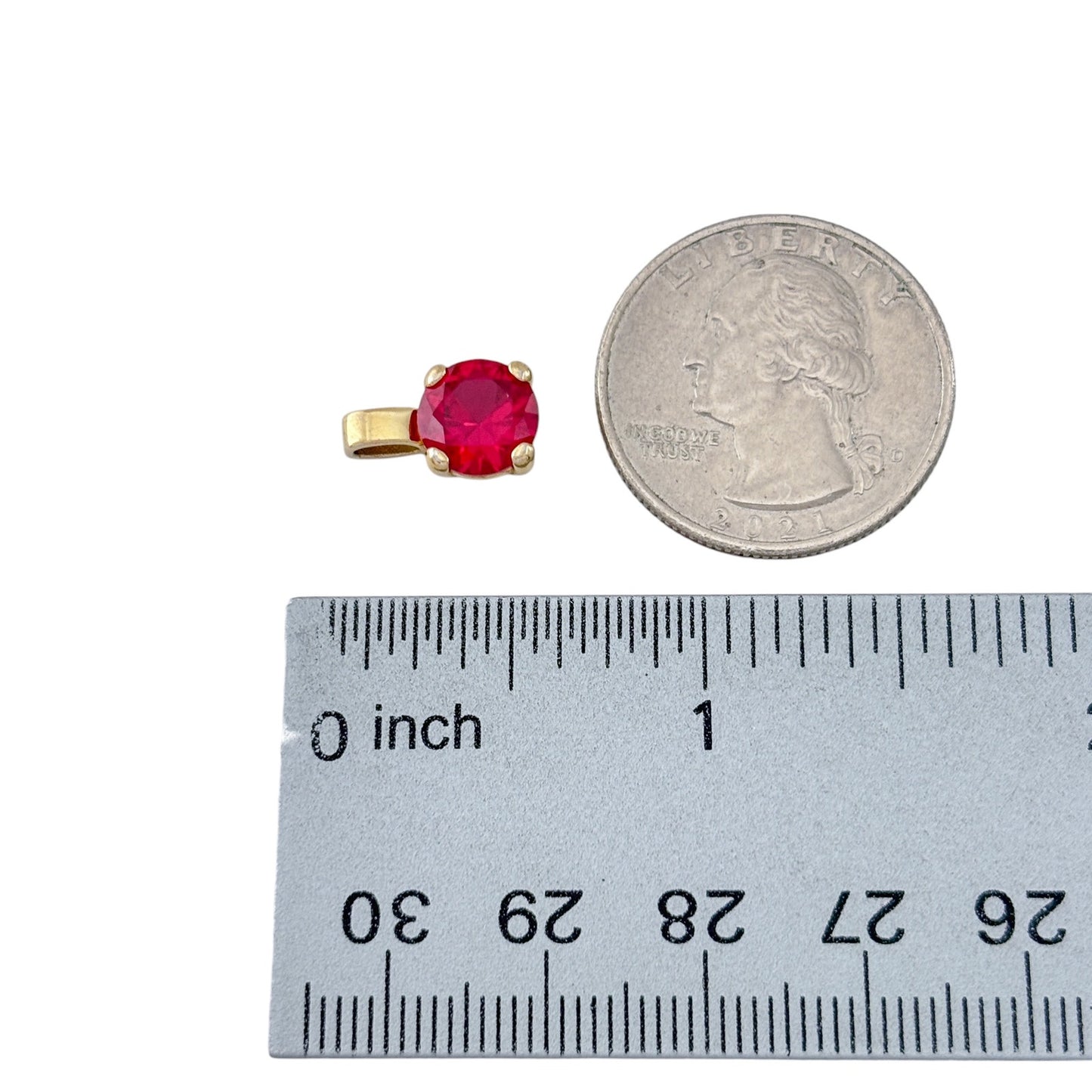 Vintage Gold-Tone Sterling Silver 925 Lab-Created Ruby Pendant