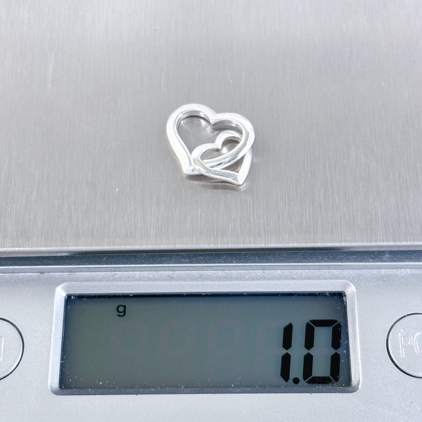 Vintage Sterling Silver 925 Interlocking Double Heart Charm Pendant
