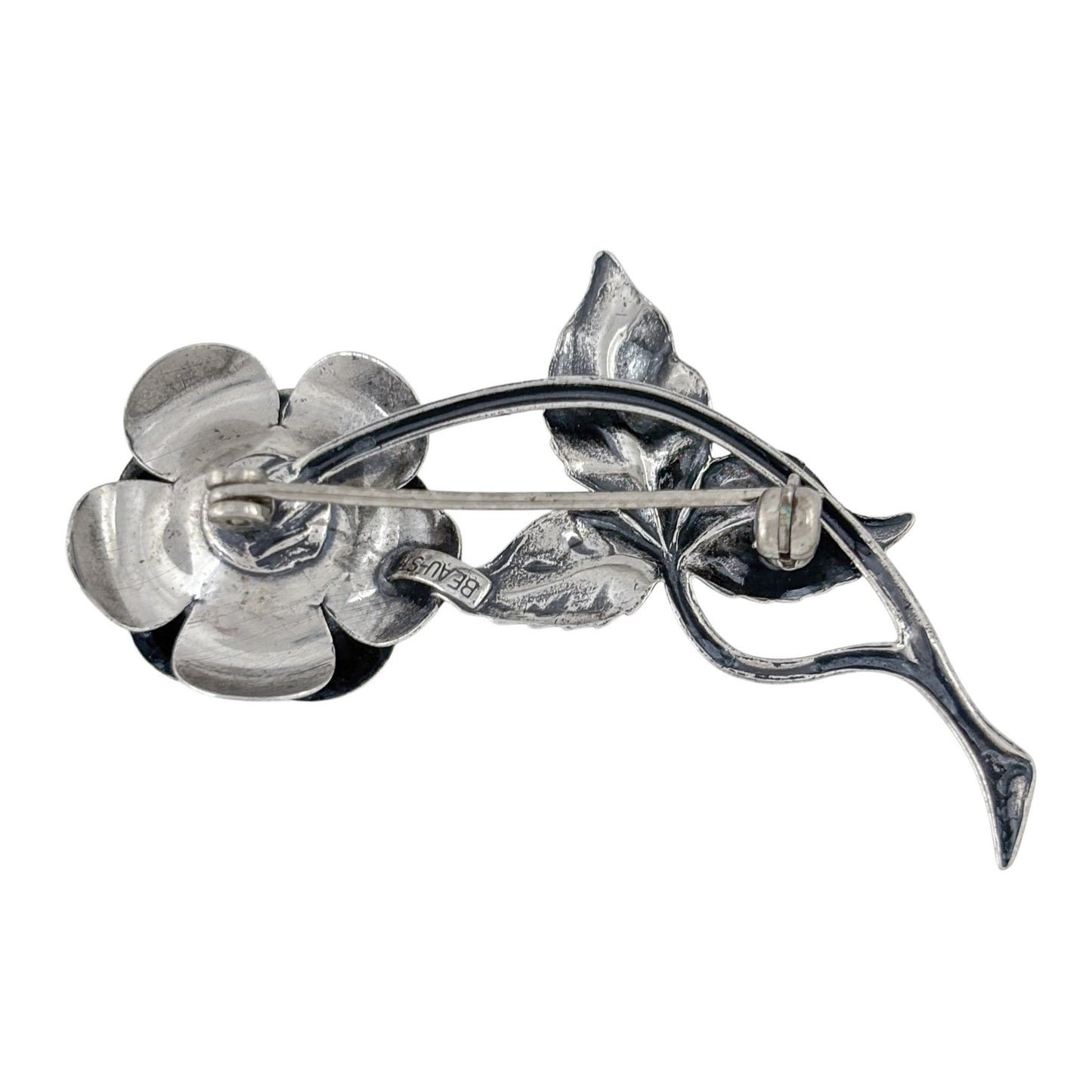 Sterling Silver 925 Rose Flower Brooch