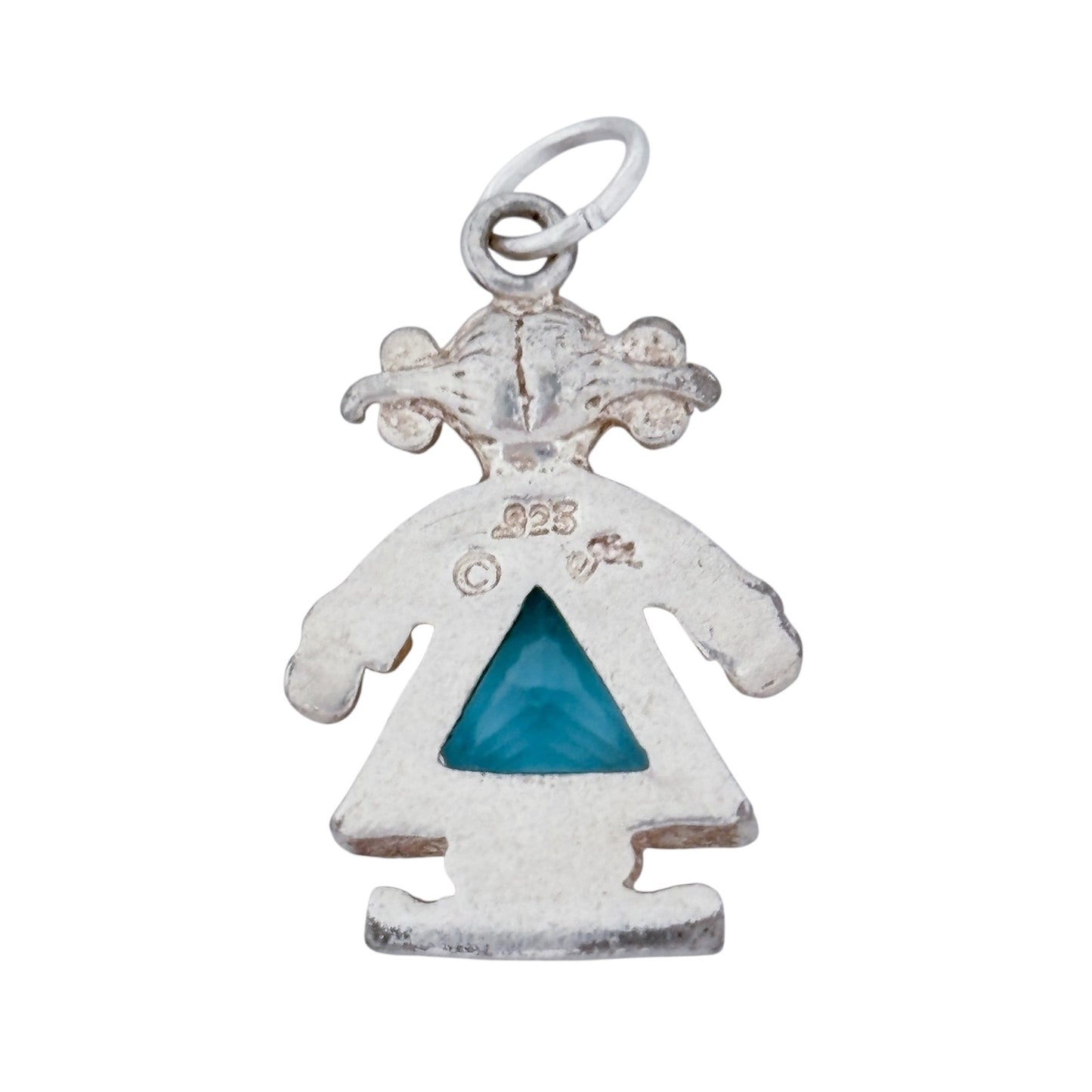 Vintage Sterling Silver 925 blue Cubic Zirconia Girl Charm