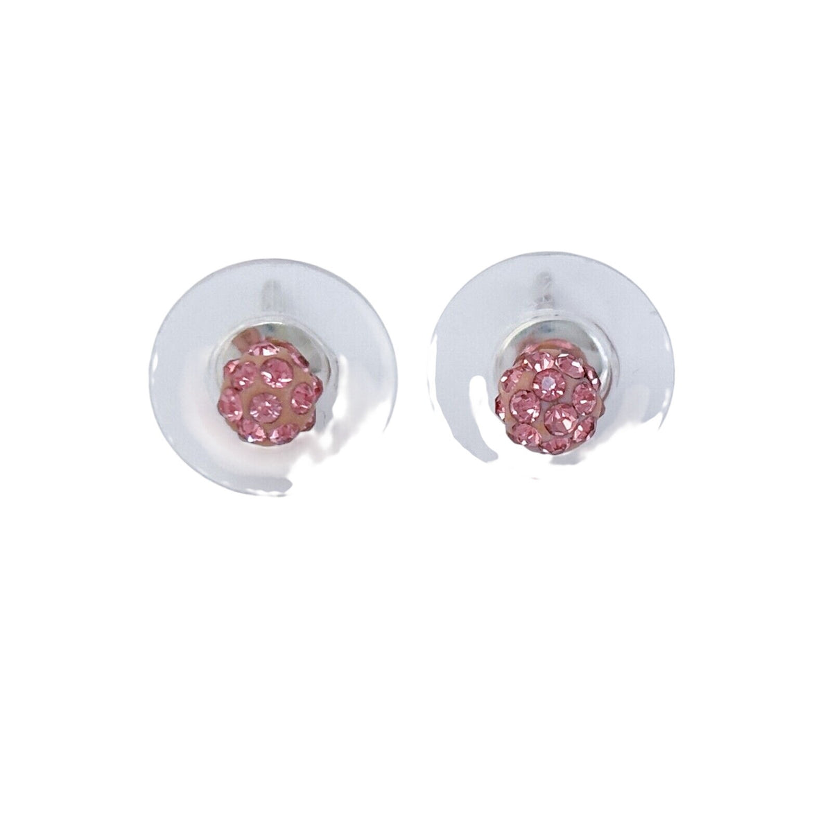 Vintage Sterling Silver 925 Pink Rhinestone Stud Earrings