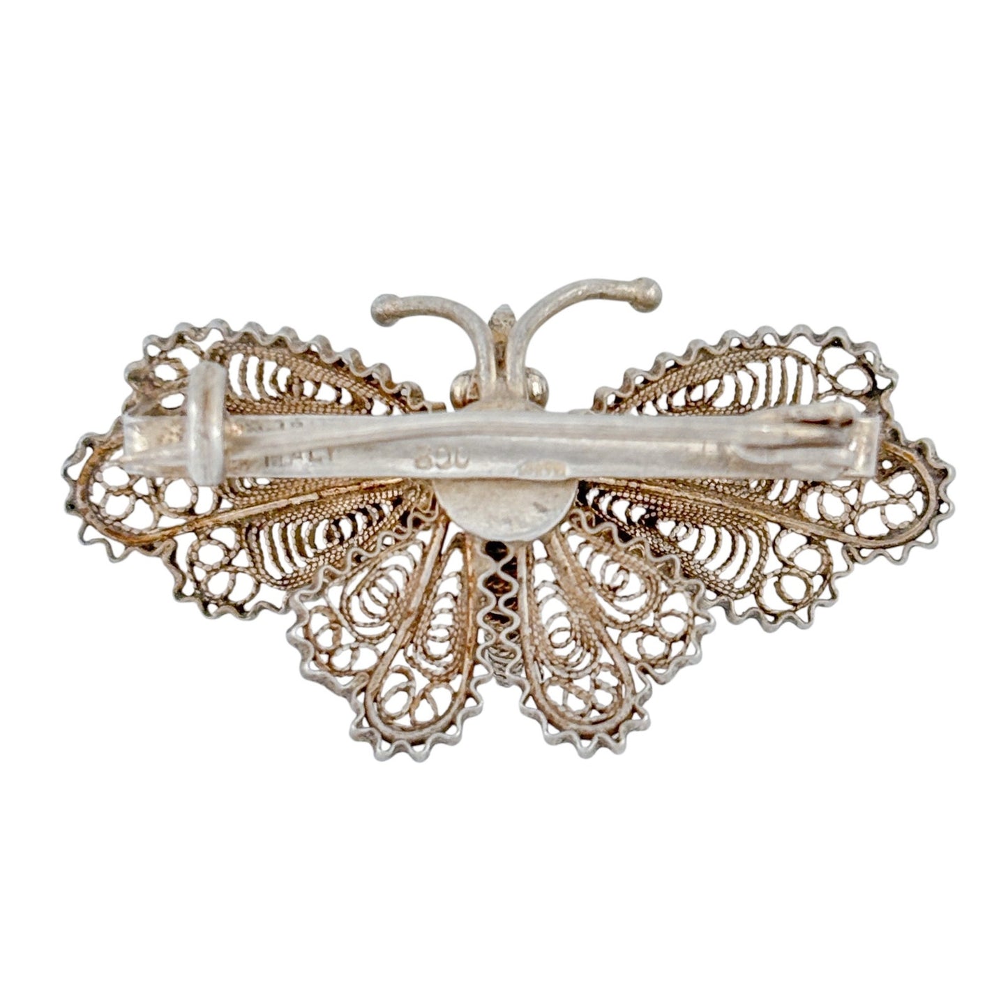 Vintage Sterling Silver 800 Filigree Butterfly Brooch