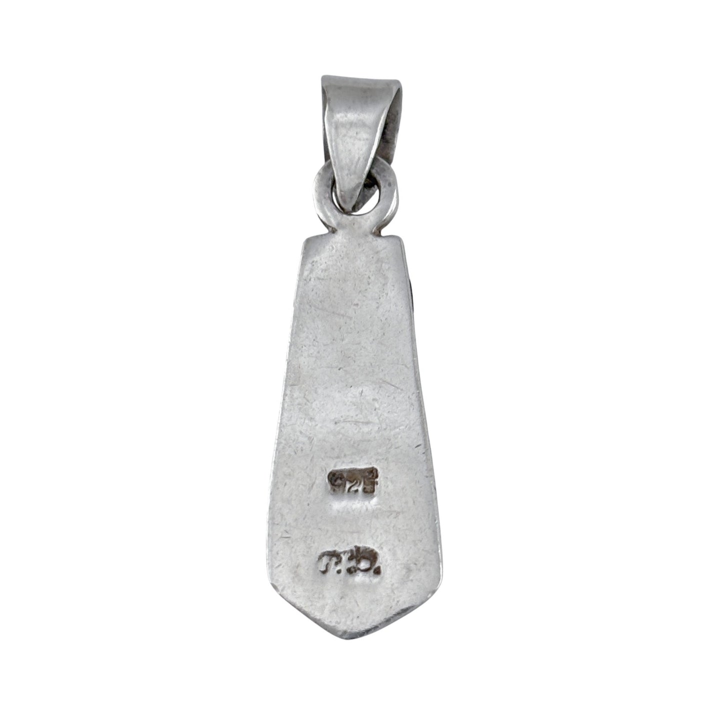 Vintage Sterling Silver 925 Mother Of Pearl Onyx Pendant