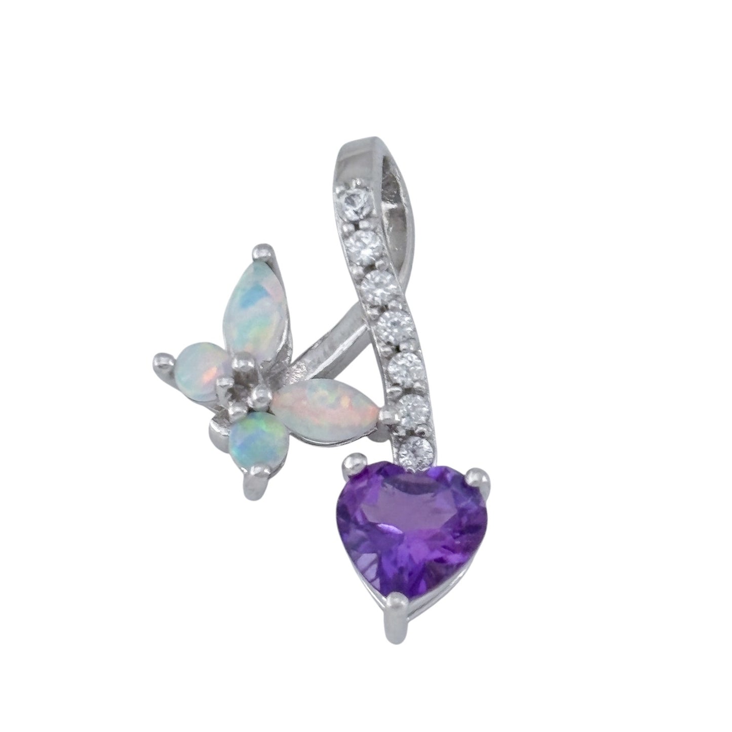 Vintage Sterling Silver 925 Opal Amethyst Topaz Pendant