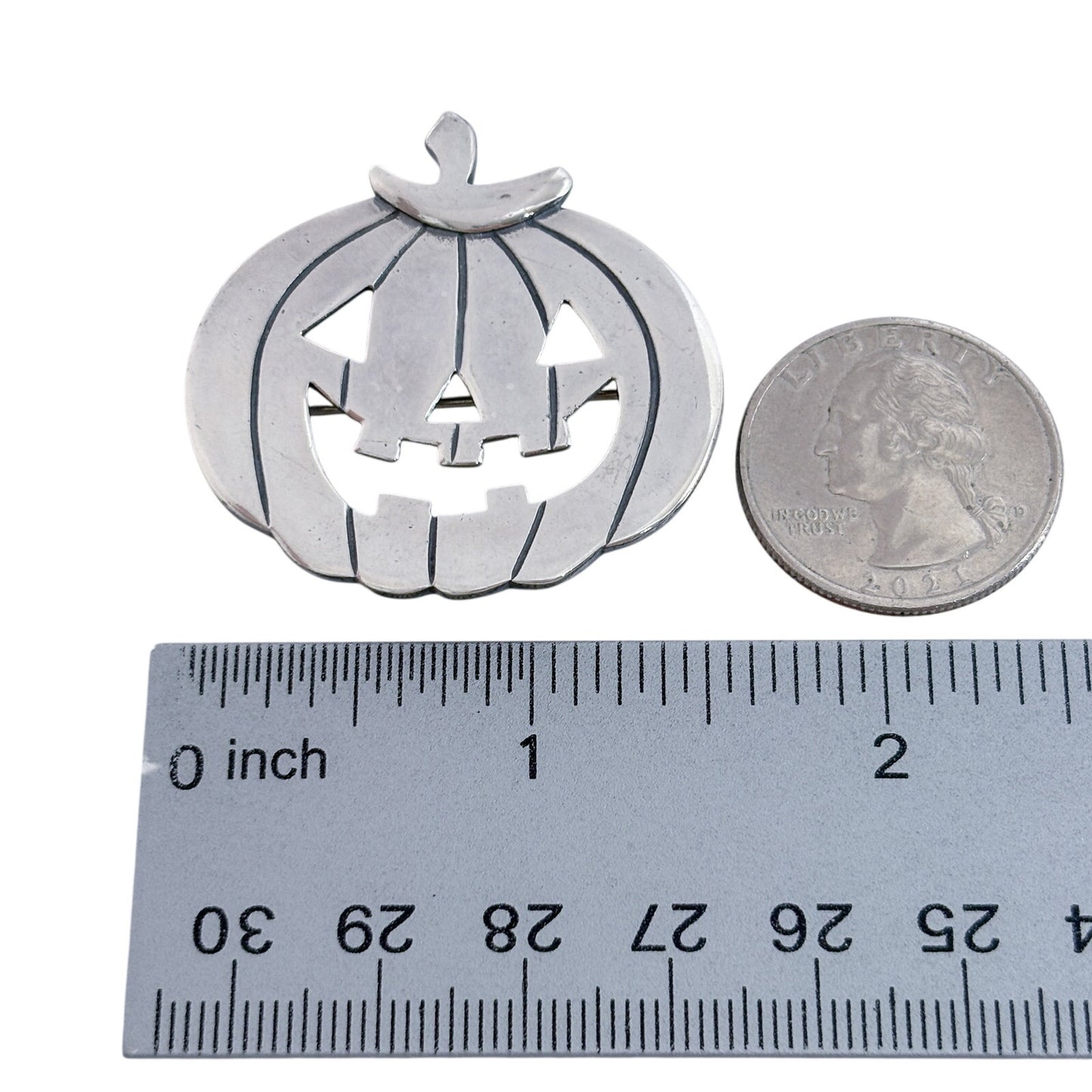 Vintage Sterling Silver 925 Jack O Lantern Pumpkin Brooch