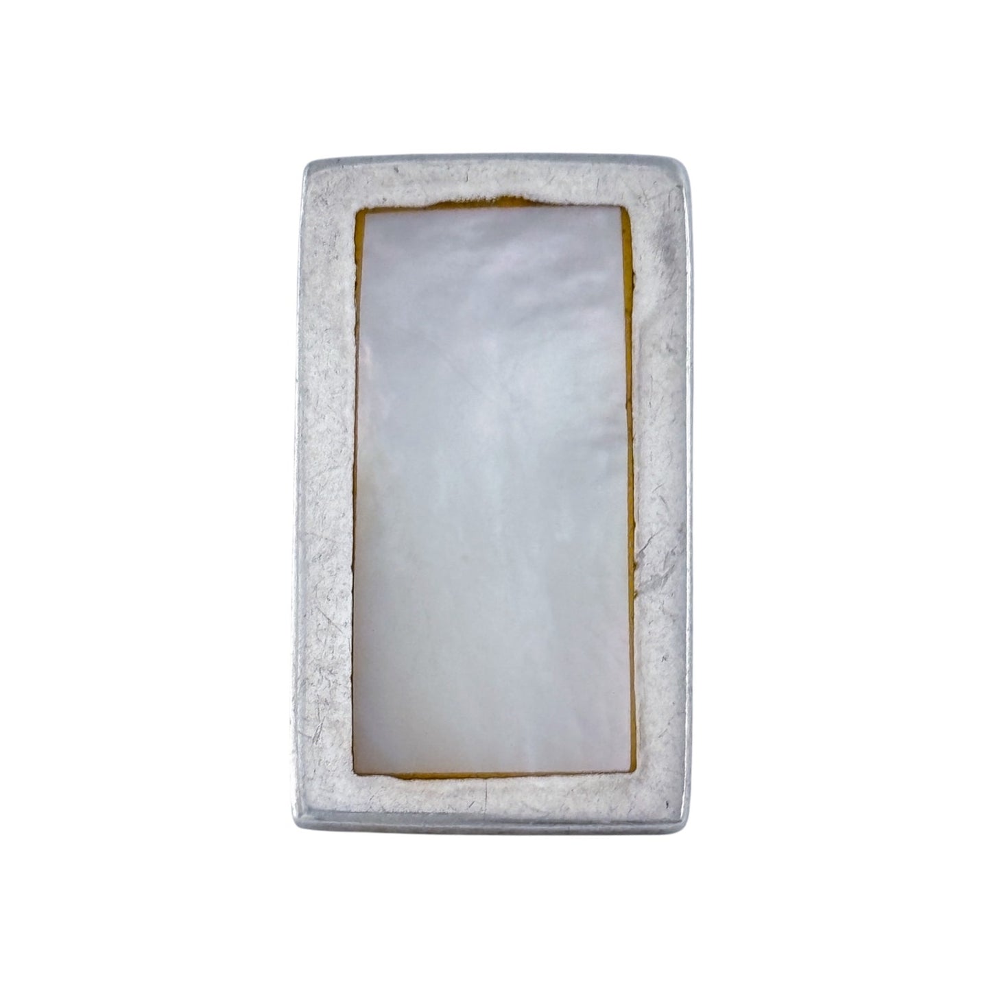 Vintage Sterling Silver 925 Mother of Pearl Rectangle Pendant