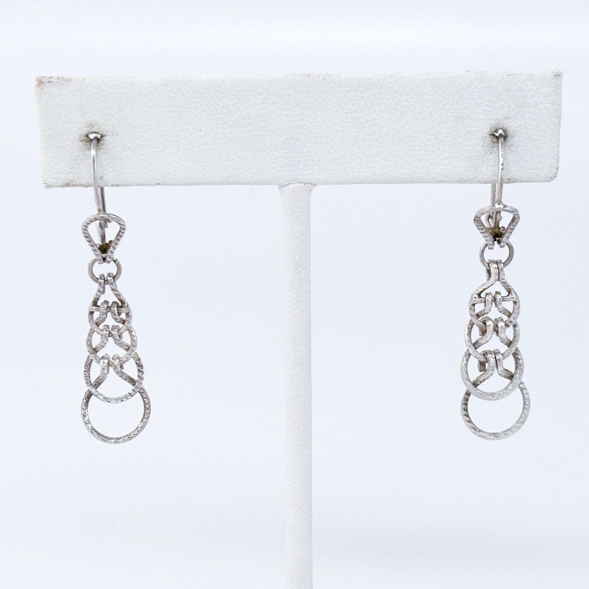 Vintage Silver-Tone Elegant Openwork Design Dangle Earrings
