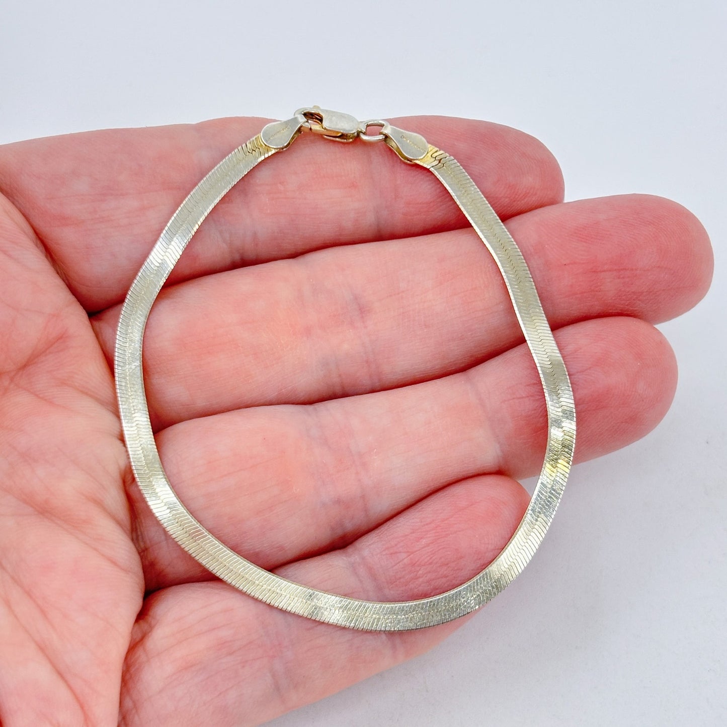 Vintage Italian Sterling Silver 925 Herringbone Bracelet 7.5"