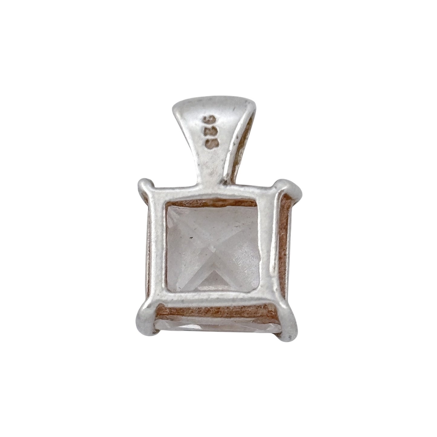 Vintage Sterling Silver 925 Cubic Zirconia Square Pendant