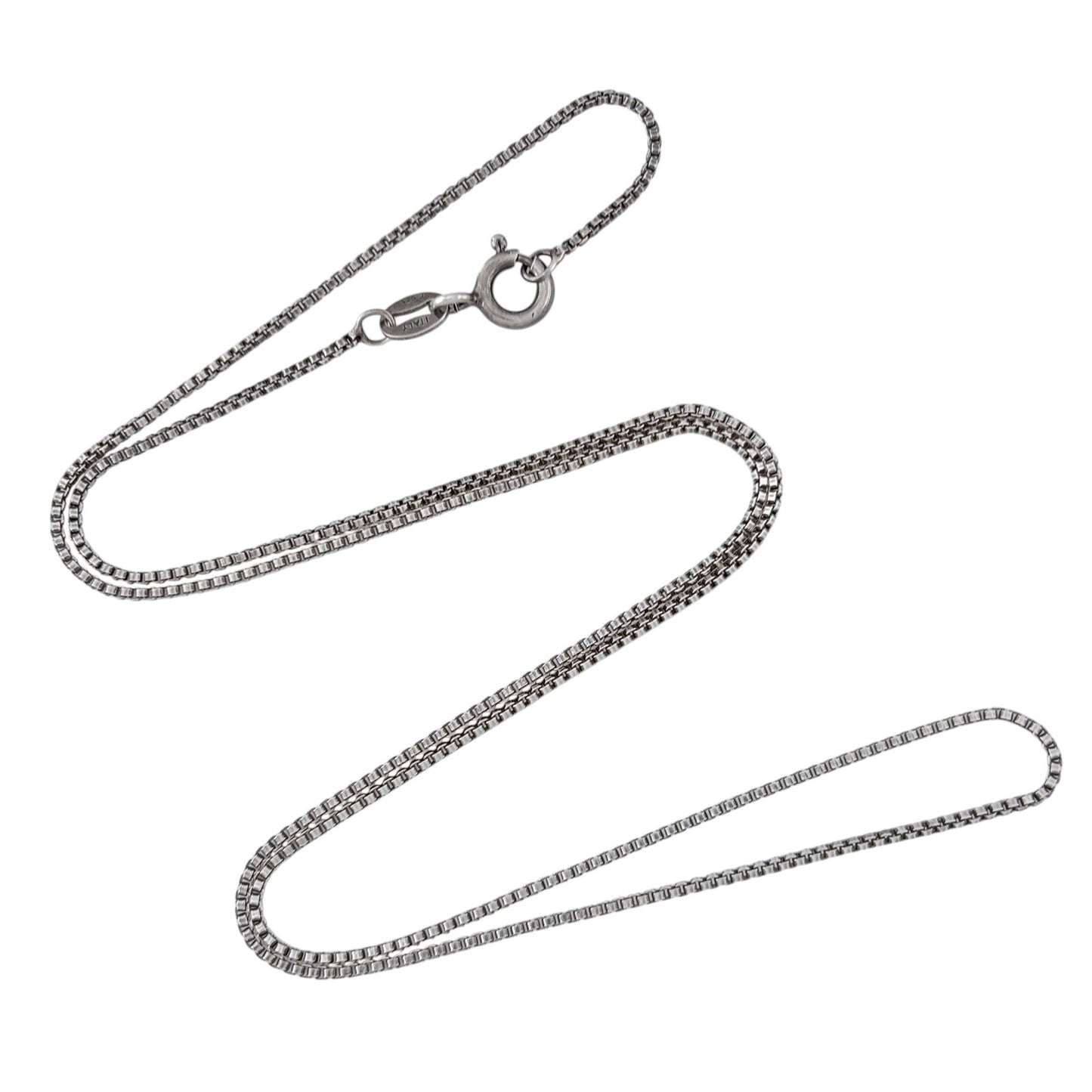 Vintage Italian Sterling Silver 925 Box Chain Necklace 18"