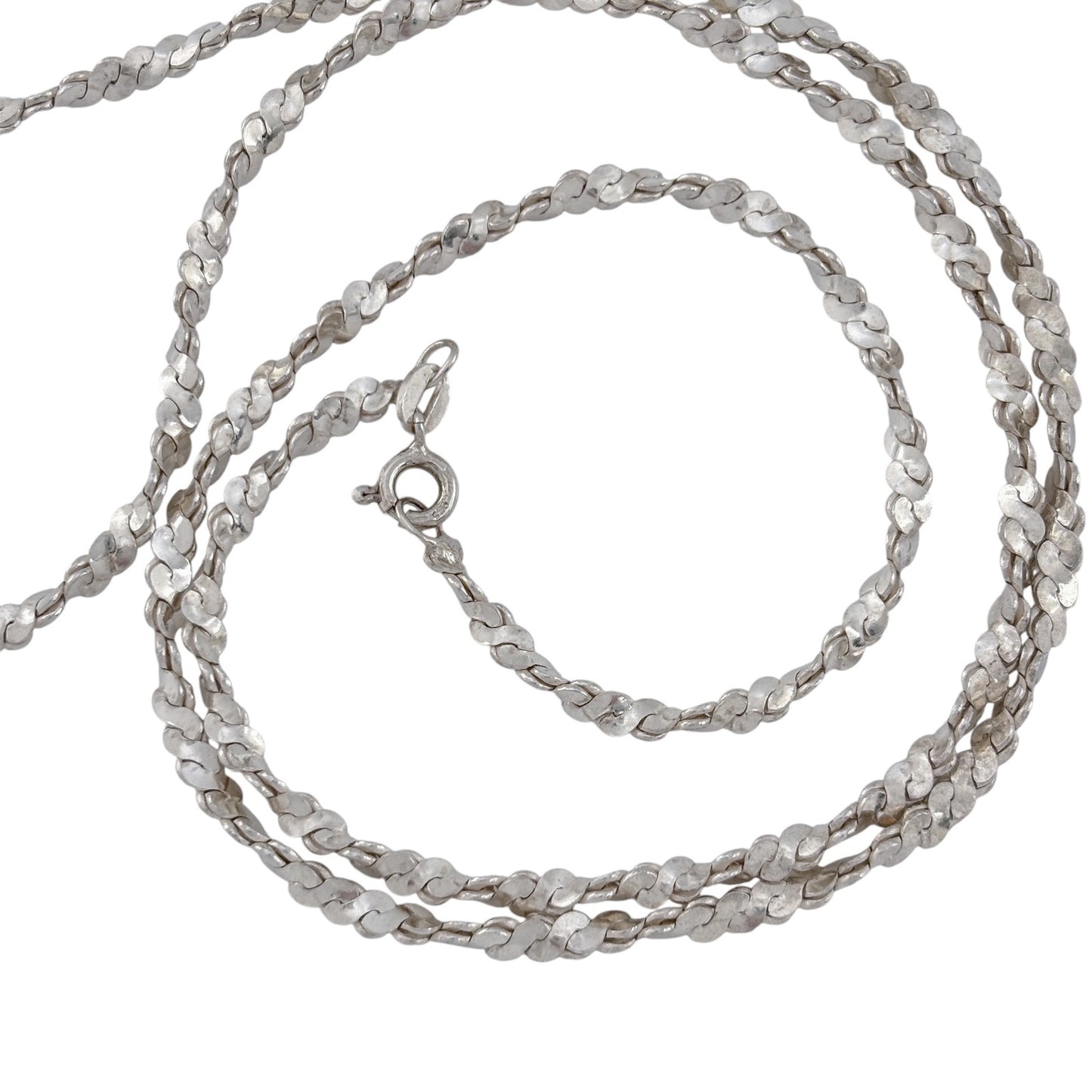 Vintage Italy Sterling Silver 925 Tinsel Link Chain Necklace 24"