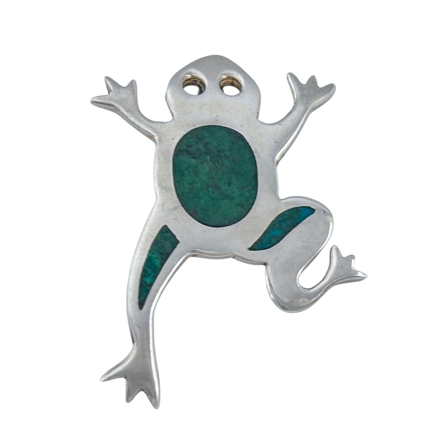 Vintage Sterling Silver 925 Turquoise Frog Pendant