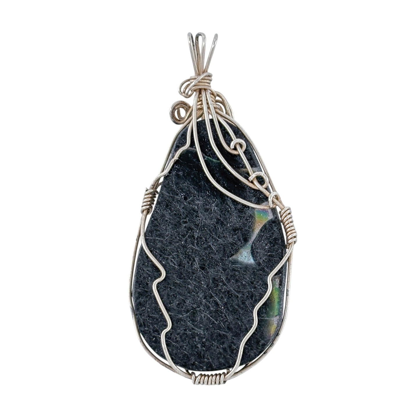 Vintage Sterling Silver 925 Wire Wrapped Dichroic Pendant