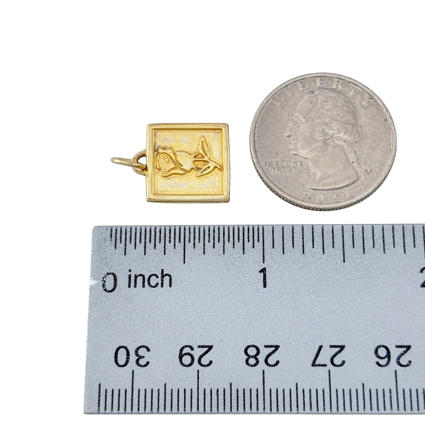 Vintage Gold-Tone Sterling Silver 925 Rose Charm
