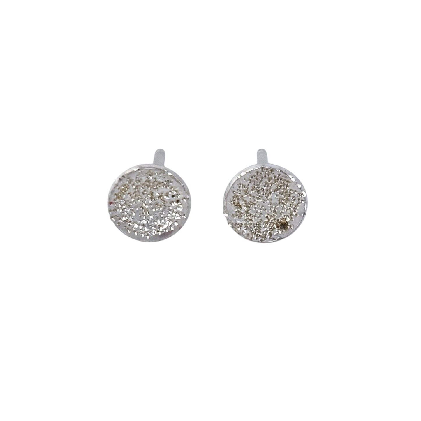 Vintage Sterling Silver 925 Textured Concave Round Stud Earrings