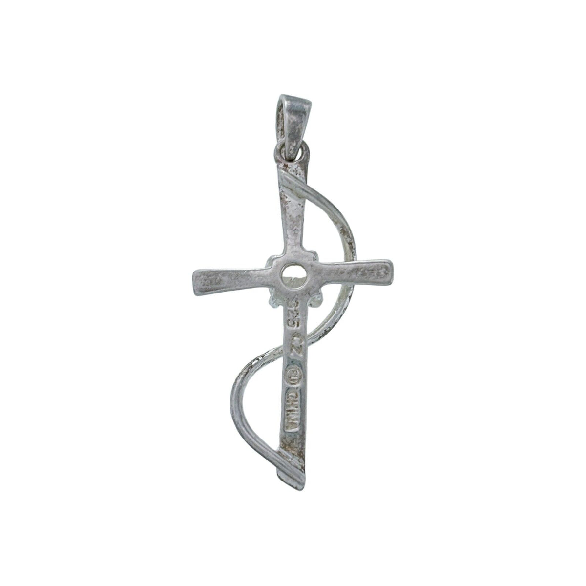 Vintage Sterling Silver 925 Cubic Zirconia Cross Pendant