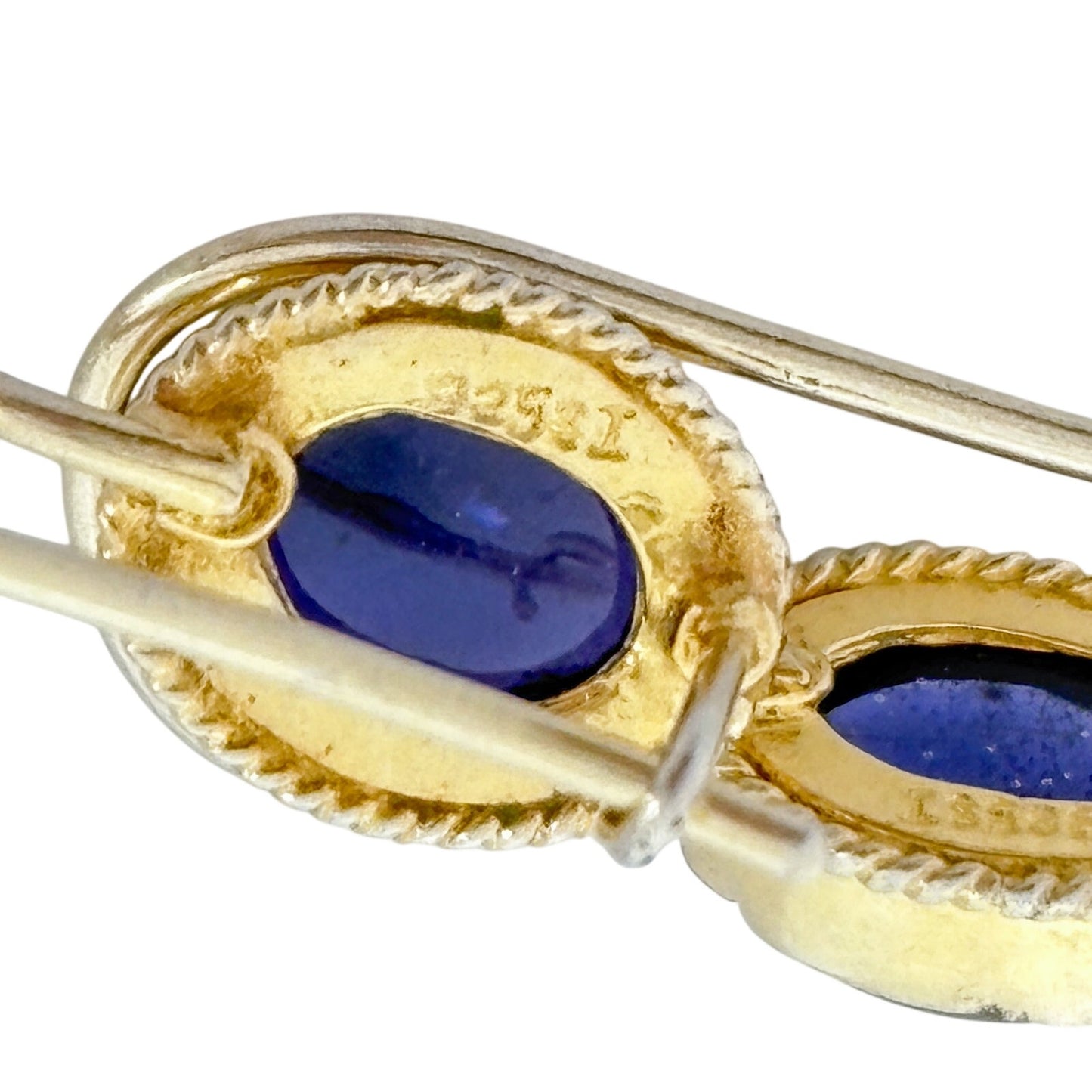 Estate Gold-Tone Sterling Silver 925 Purple Glass Drop Earrings