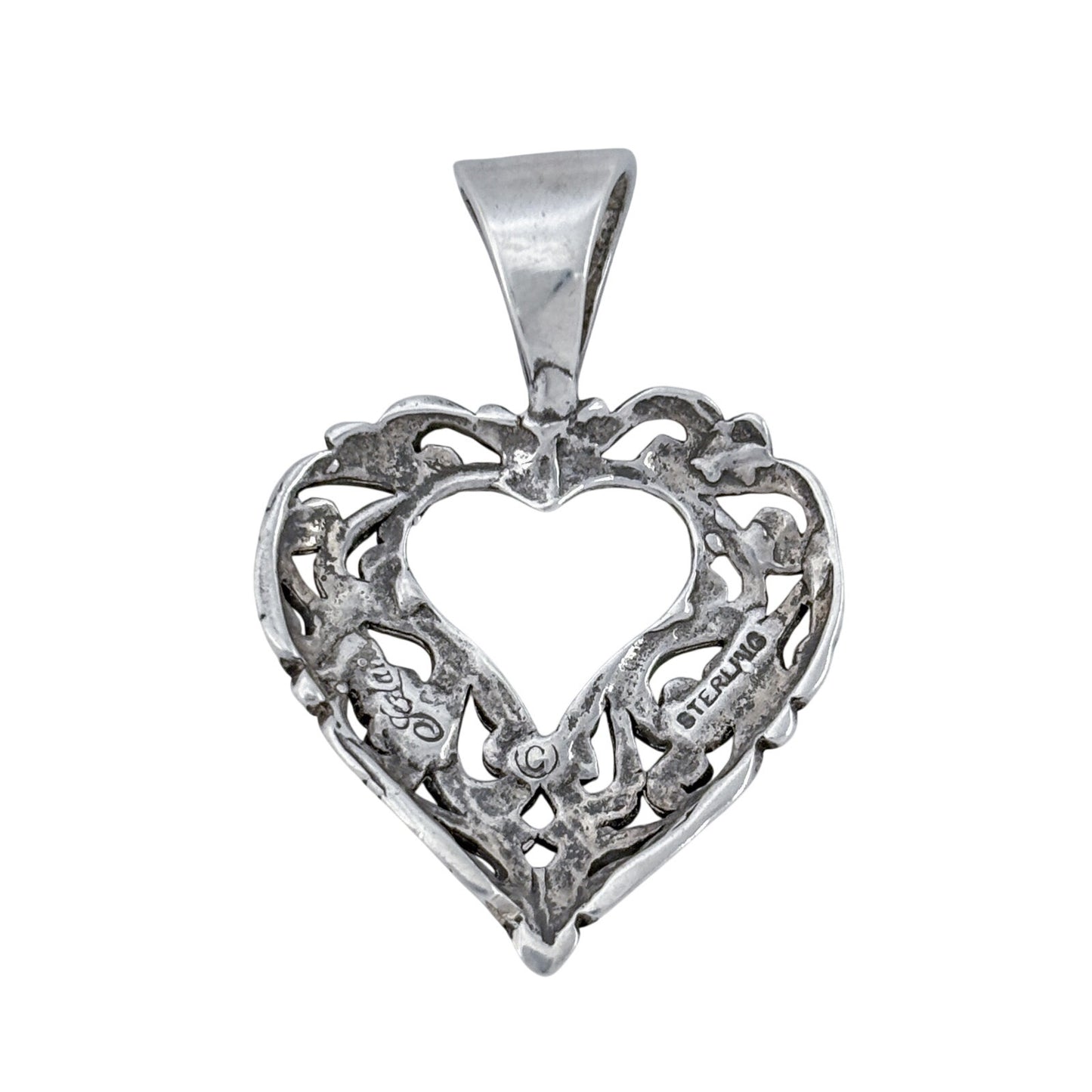 Vintage Sterling Silver 925 Filigree Heart Pendant