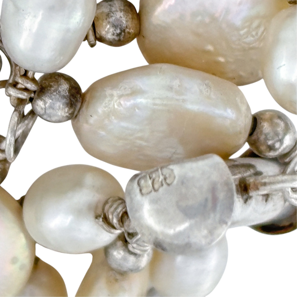 Vintage Sterling Silver 925 Freshwater Pearl Bracelet 7"